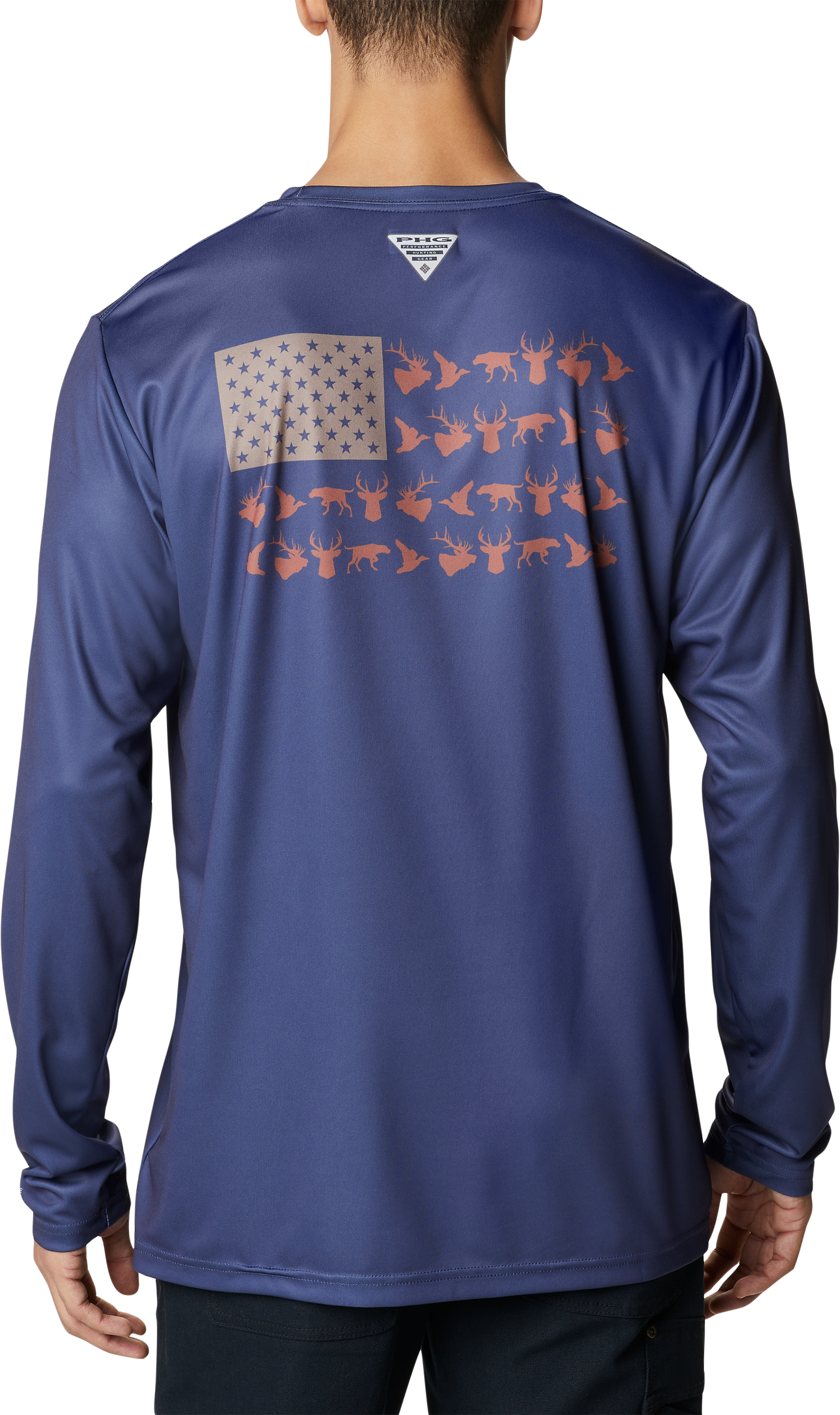 Columbia Men's Terminal Tackle PFG Fish Flag Long Sleeve Shirt, Medium, Blue