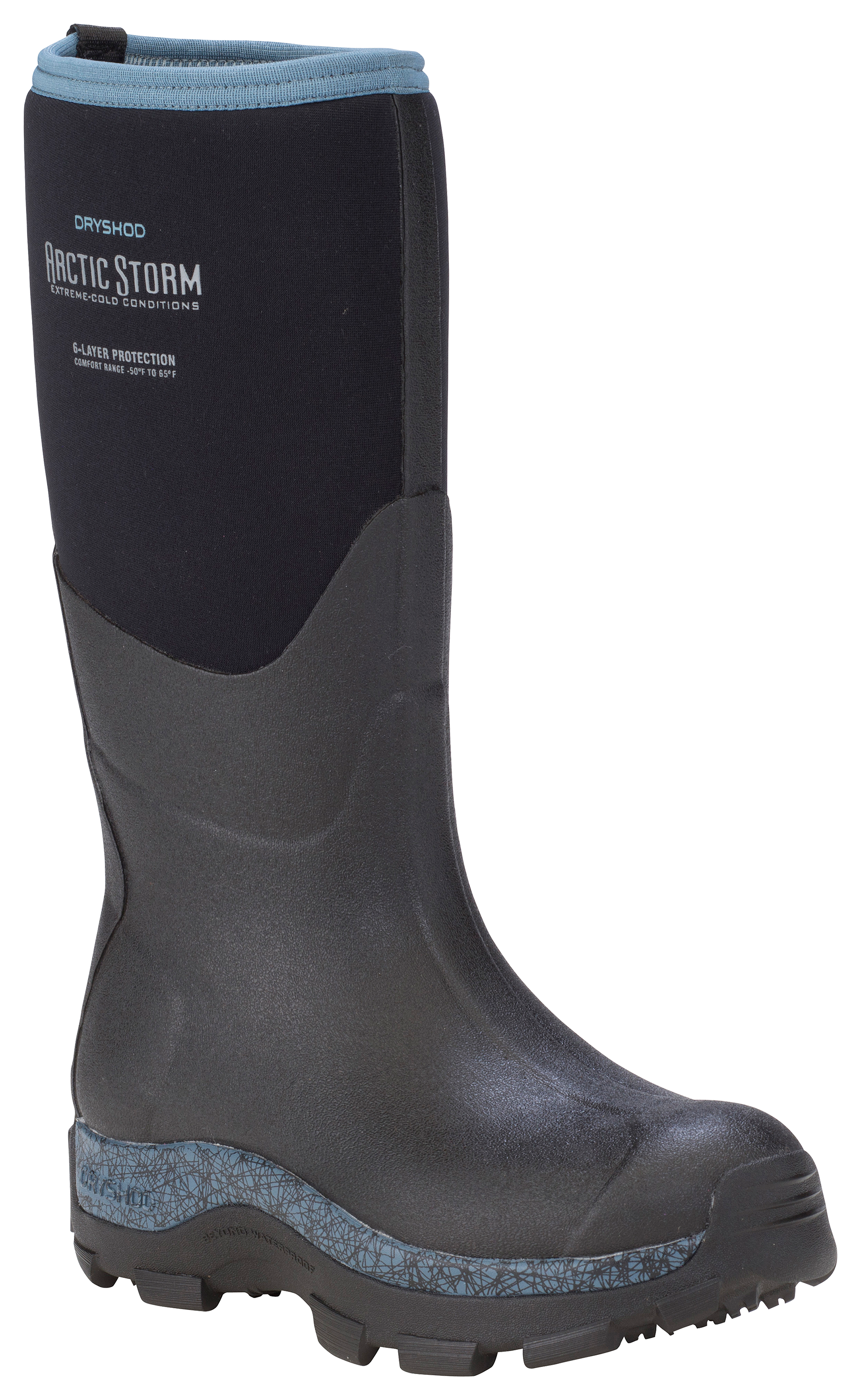 Image of Dryshod Arctic Storm Hi Rubber Boots for Ladies - Black/Blue - 9M