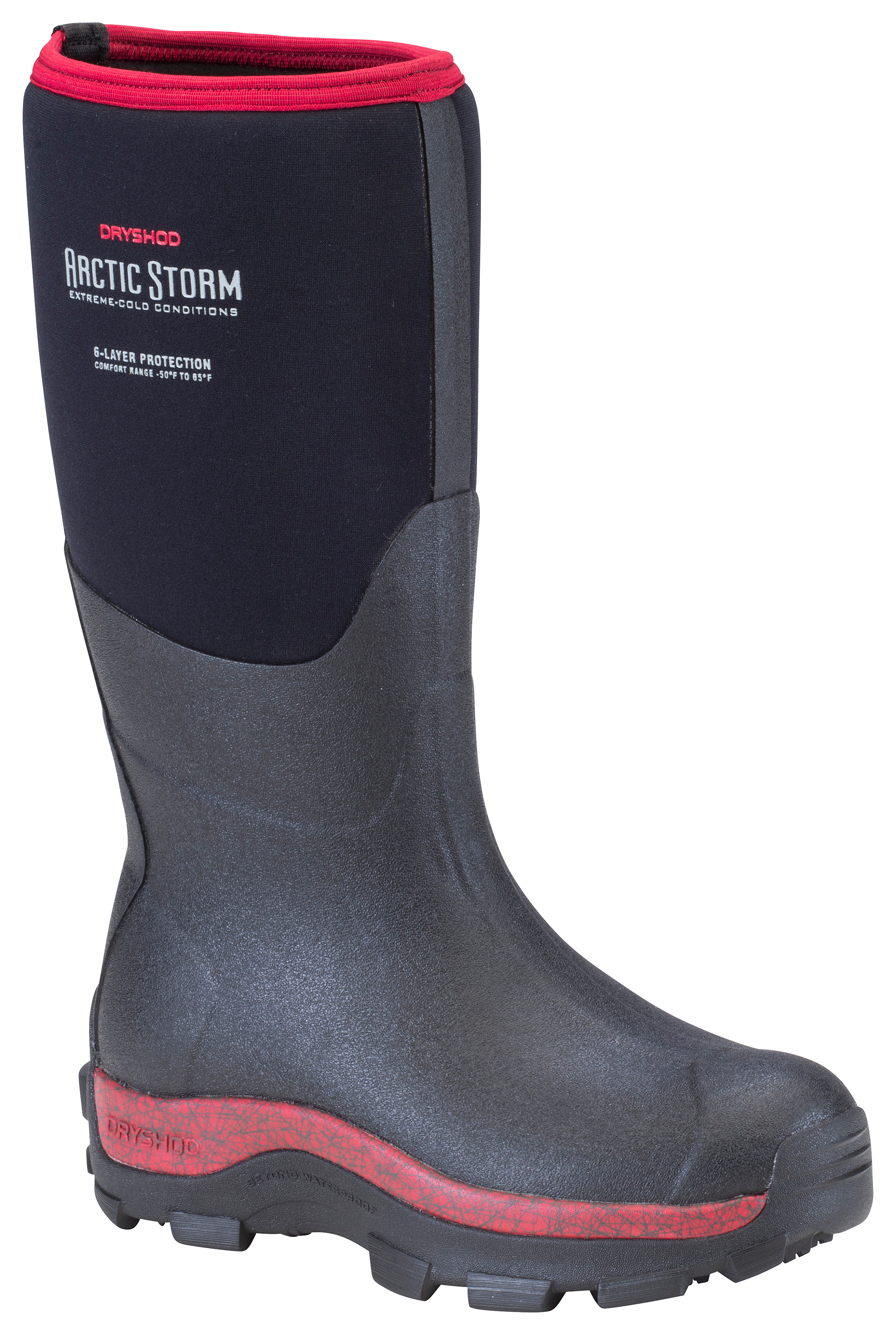 Image of Dryshod Arctic Storm Hi Rubber Boots for Ladies - Black/Cranberry - 11M