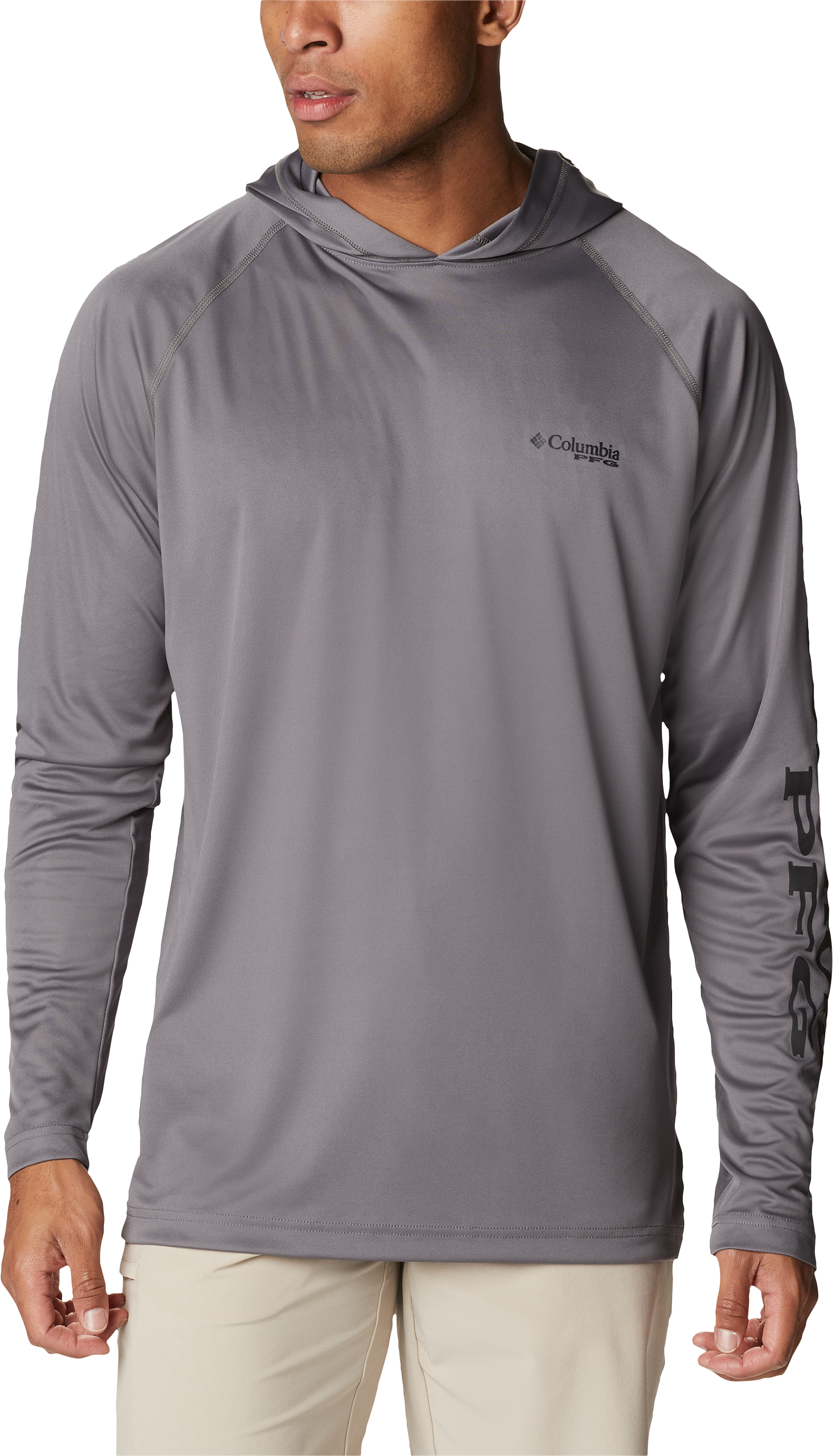 Columbia PFG Terminal Tackle Long-Sleeve Hoodie for Men - City Grey/Black L