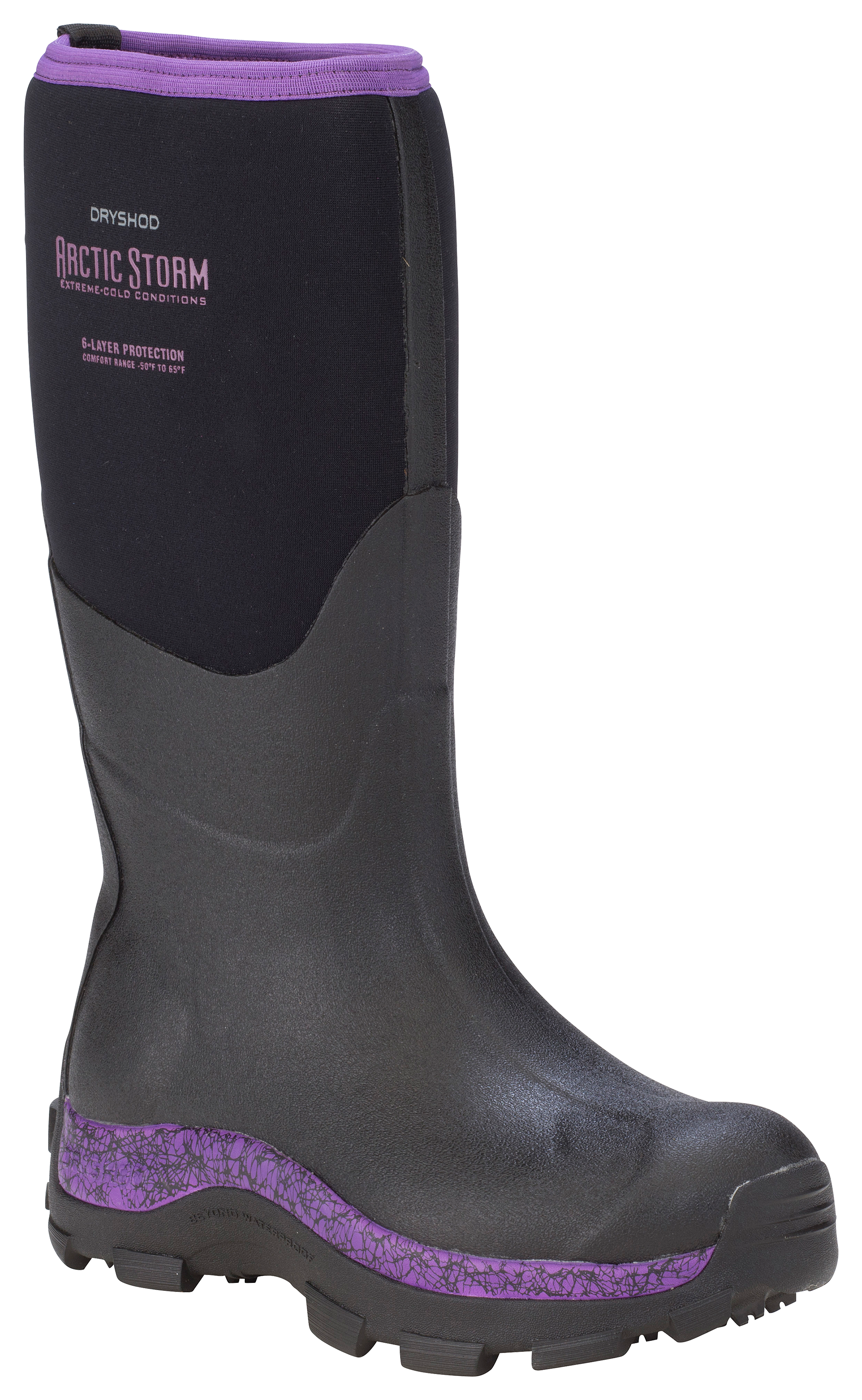 Image of Dryshod Arctic Storm Hi Rubber Boots for Ladies - Black/Purple - 8M