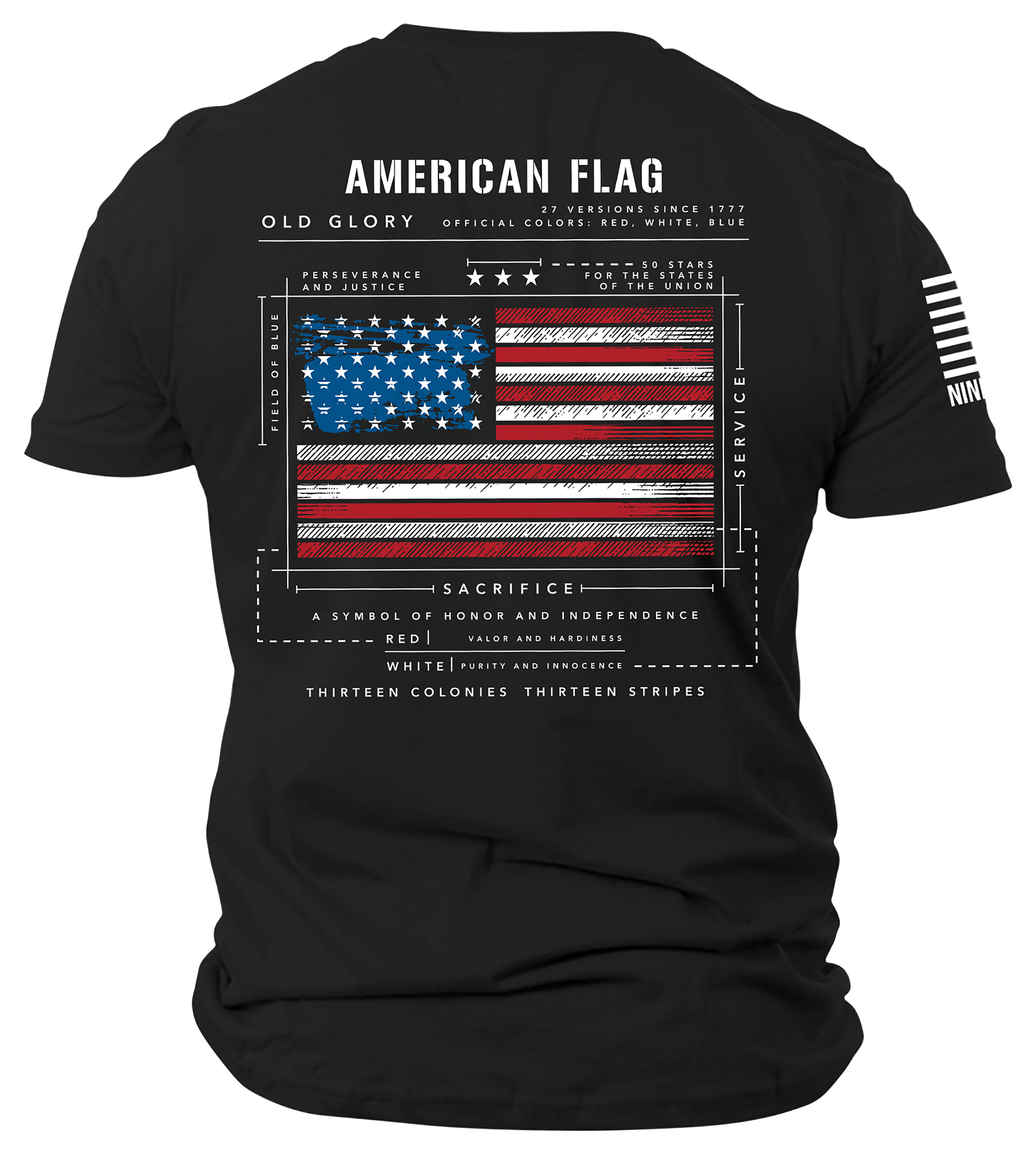 Nine Line Apparel American Flag Schematic Short-Sleeve T-Shirt for Men - Bl