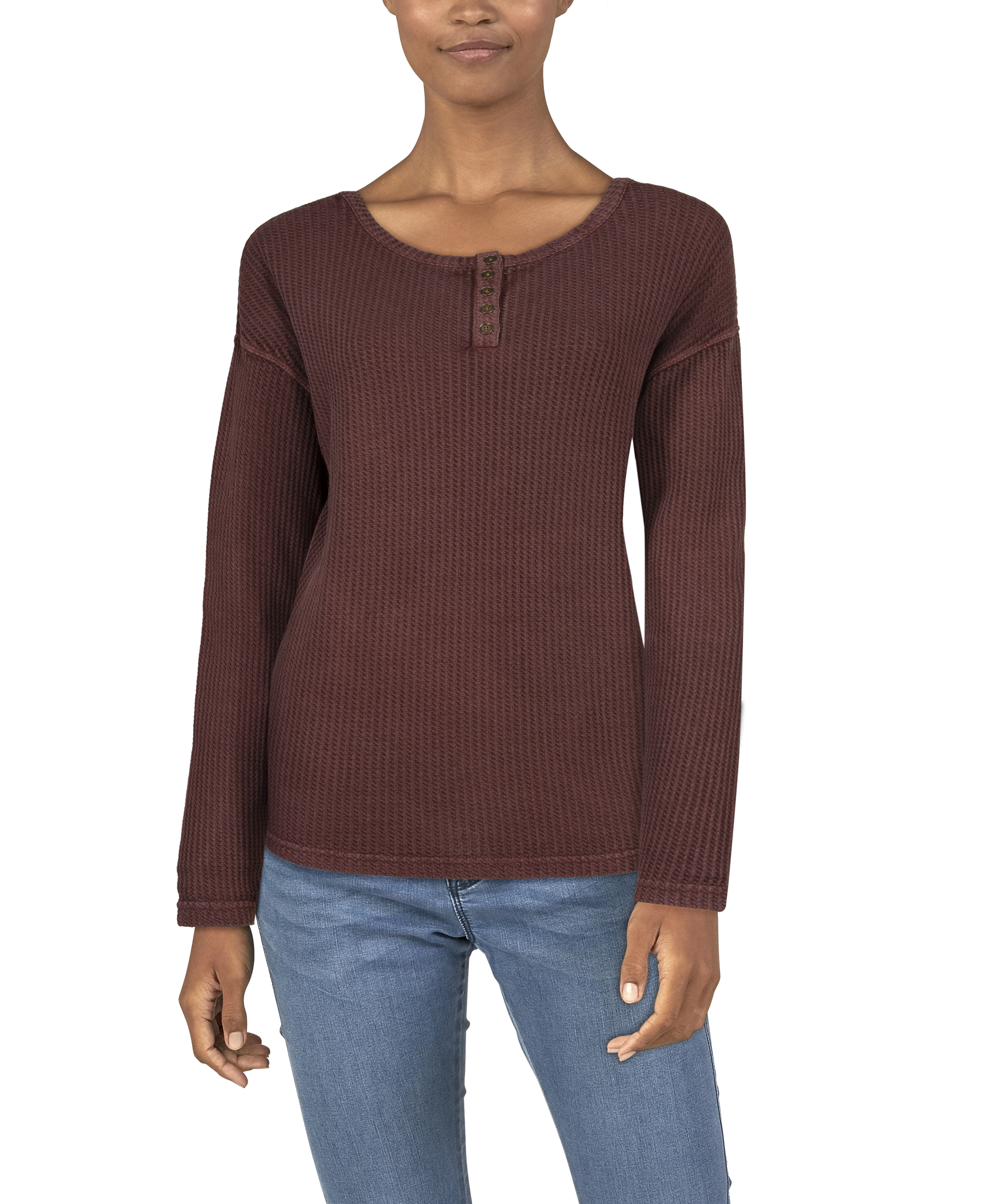 Natural Reflections Thermal Long-Sleeve Henley for Ladies
