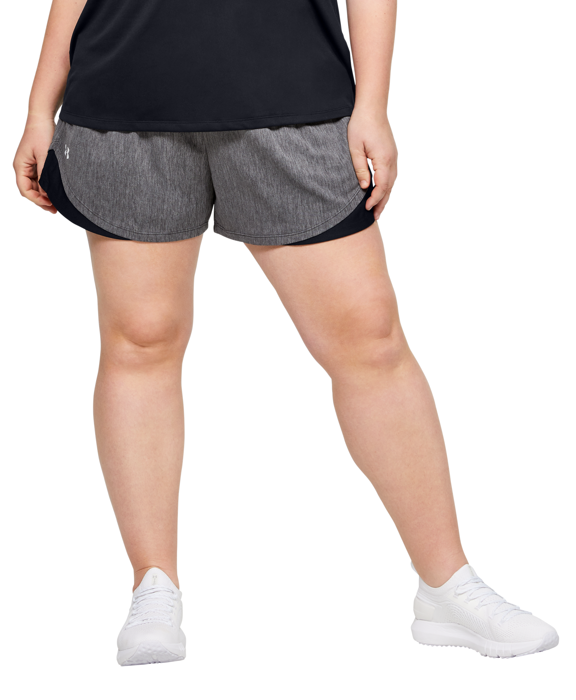 Image of Under Armour UA Play Up 3.0 Twist Shorts for Ladies - Black/Black/White - 2X