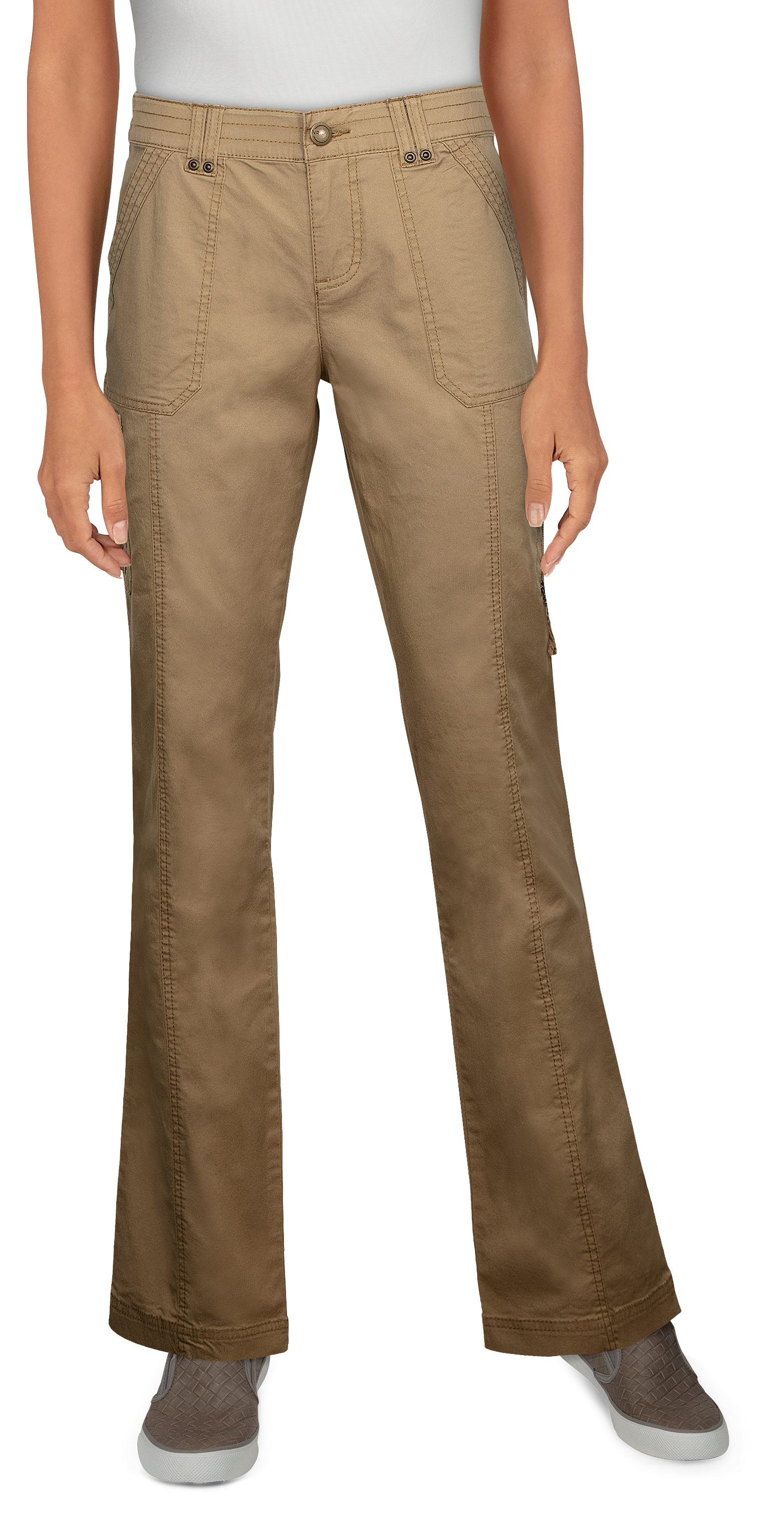 Natural Reflections Stretch Twill Comfort Waist Cargo Pants for Ladies - Pe