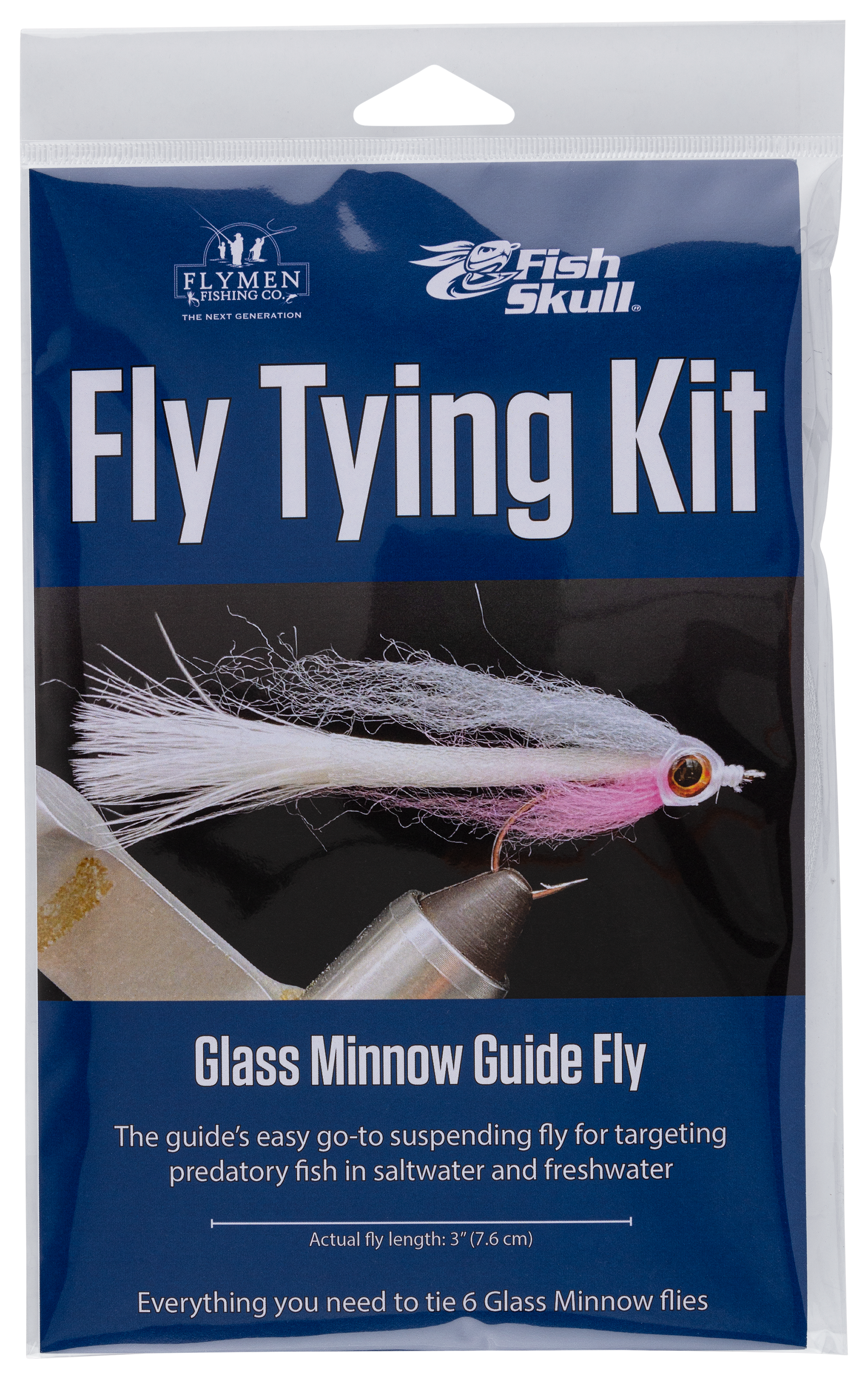 Flymen Fishing Company Fish Skull Glass Minnow Guide Fly Tying Kit