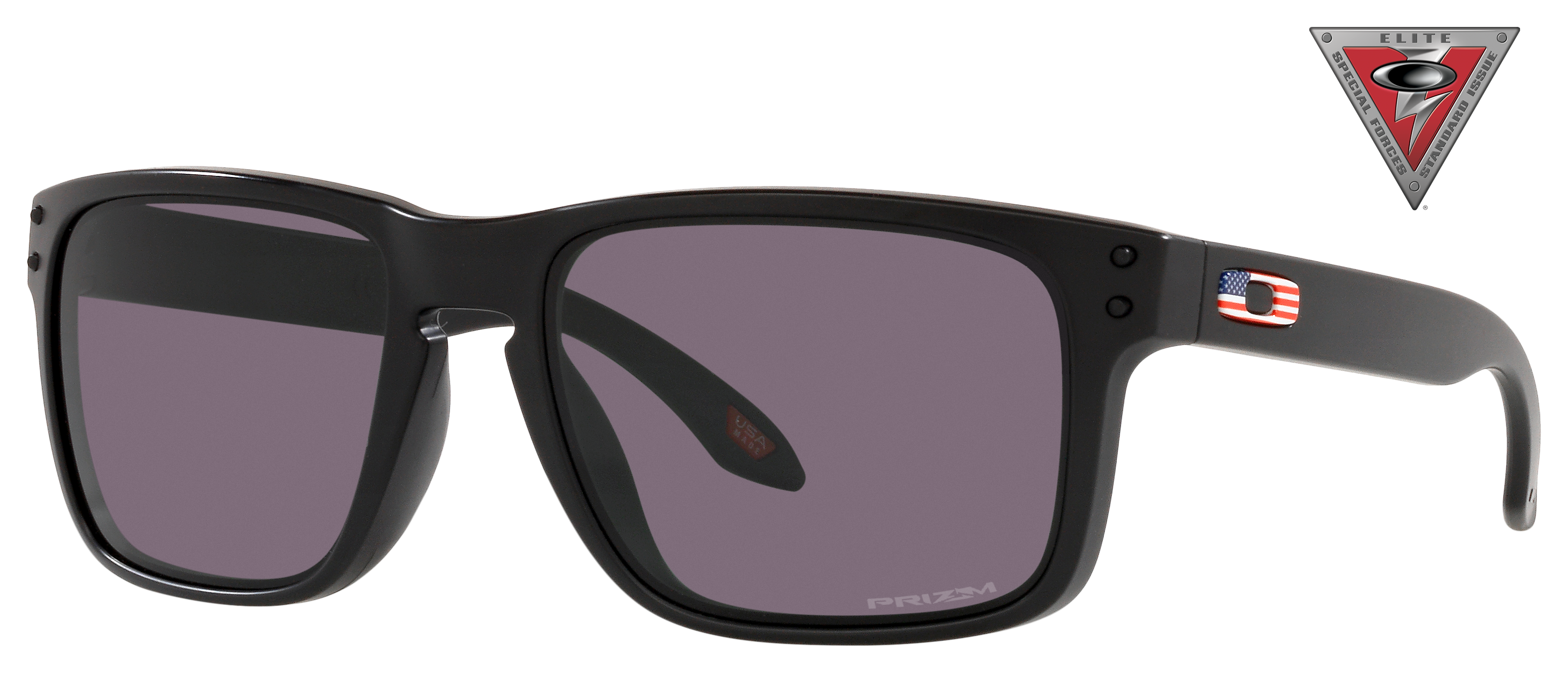 Image of Oakley SI Holbrook OO9102 USA Collection Prizm Grey Sunglasses - Matte Black/USA Flag/Prizm Gray - X-Large