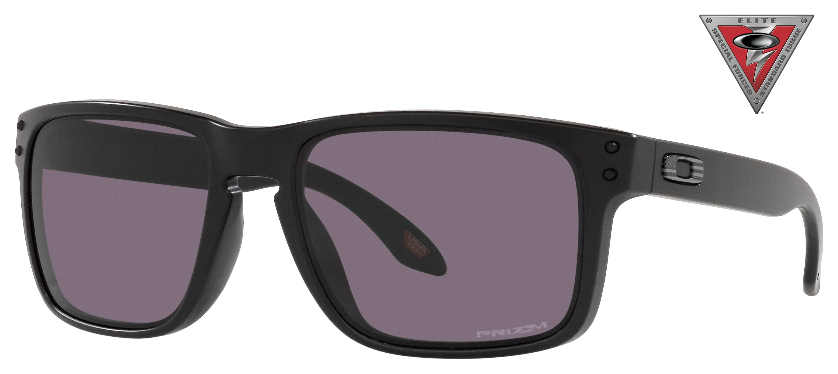 Image of Oakley SI Holbrook OO9102 USA Collection Prizm Grey Sunglasses - Matte Black/Tonal Flag/Prizm Gray - X-Large