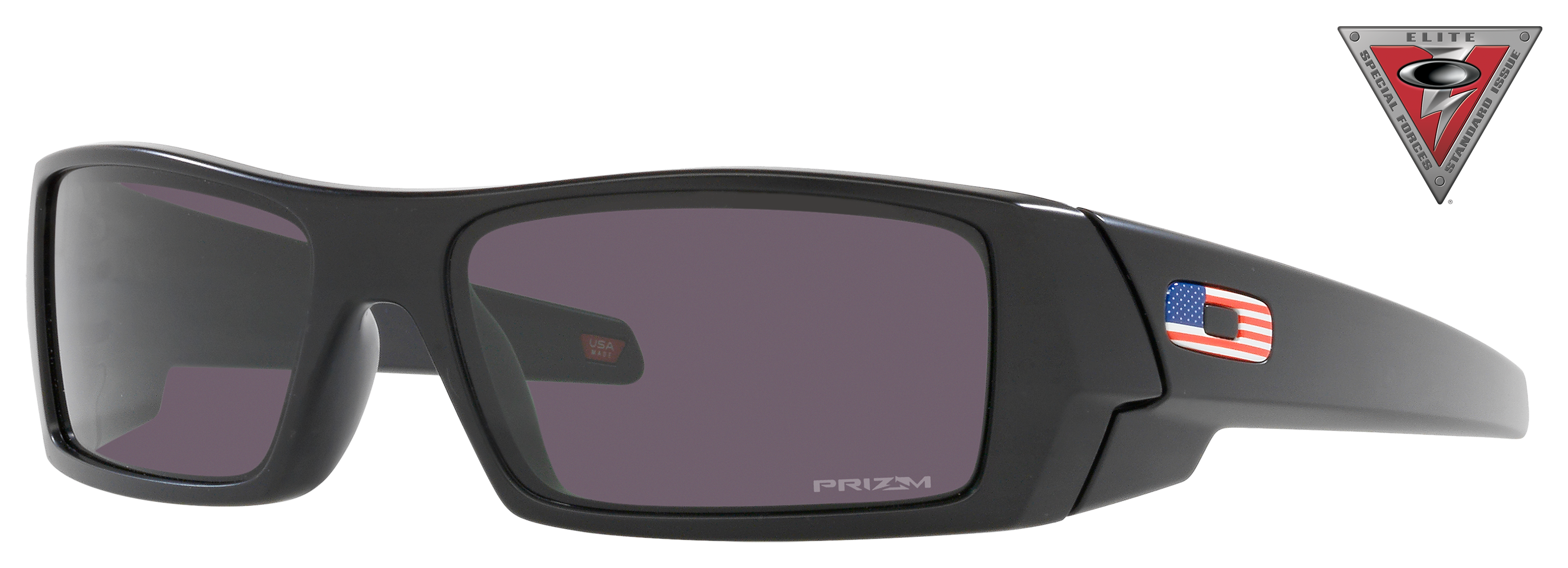 Image of Oakley SI Gascan OO9014 USA Flag Collection Prizm Grey Sunglasses - Matte Black/USA Flag/Prizm Gray - Small