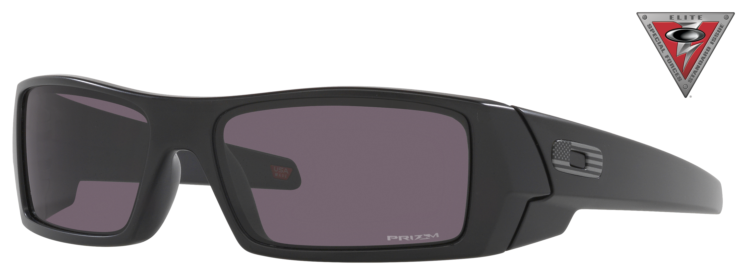 Image of Oakley SI Gascan OO9014 USA Flag Collection Prizm Grey Sunglasses - Matte Black/Tonal Flag/Prizm Gray - Small