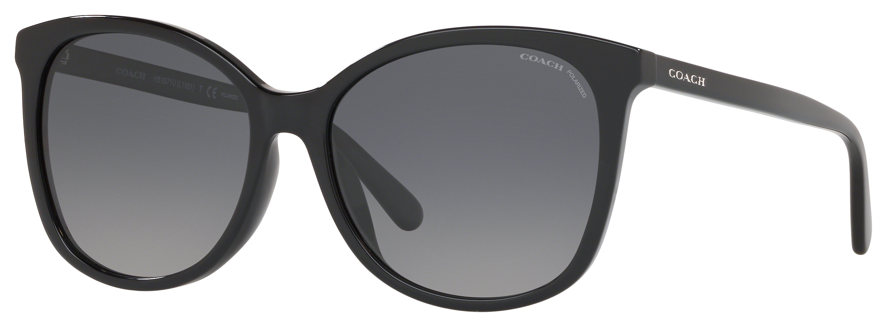 Coach HC8271 Polarized Sunglasses for Ladies - Black/Dark Gray Gradient - M