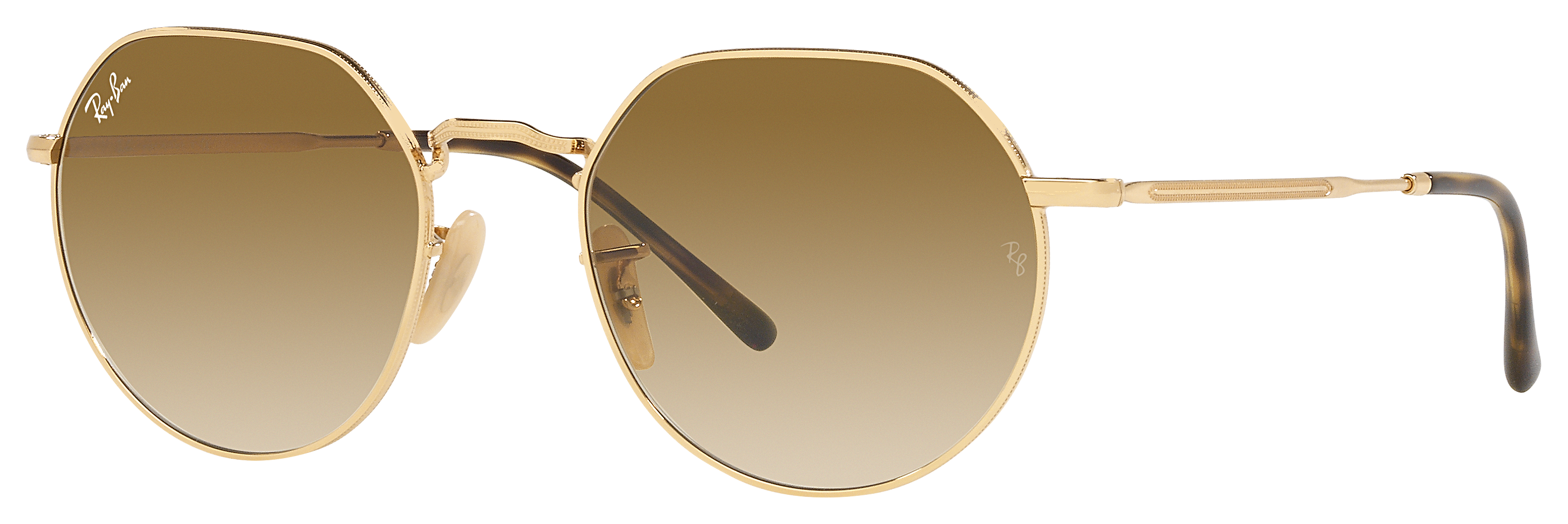 Image of Ray-Ban Jack RB3565 Gradient Glass Sunglasses - Polished Gold - Light Brown Gradient - Large