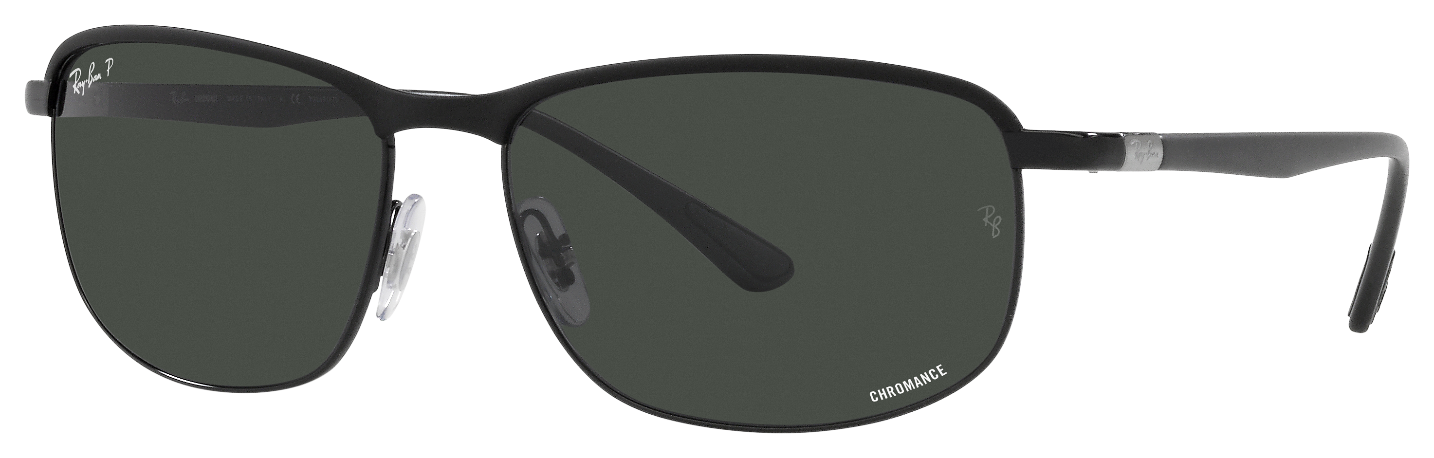 Image of Ray-Ban RB3671CH Chromance Glass Polarized Sunglasses - Matte Black/Dark Gray Classic Chromance - X-Large