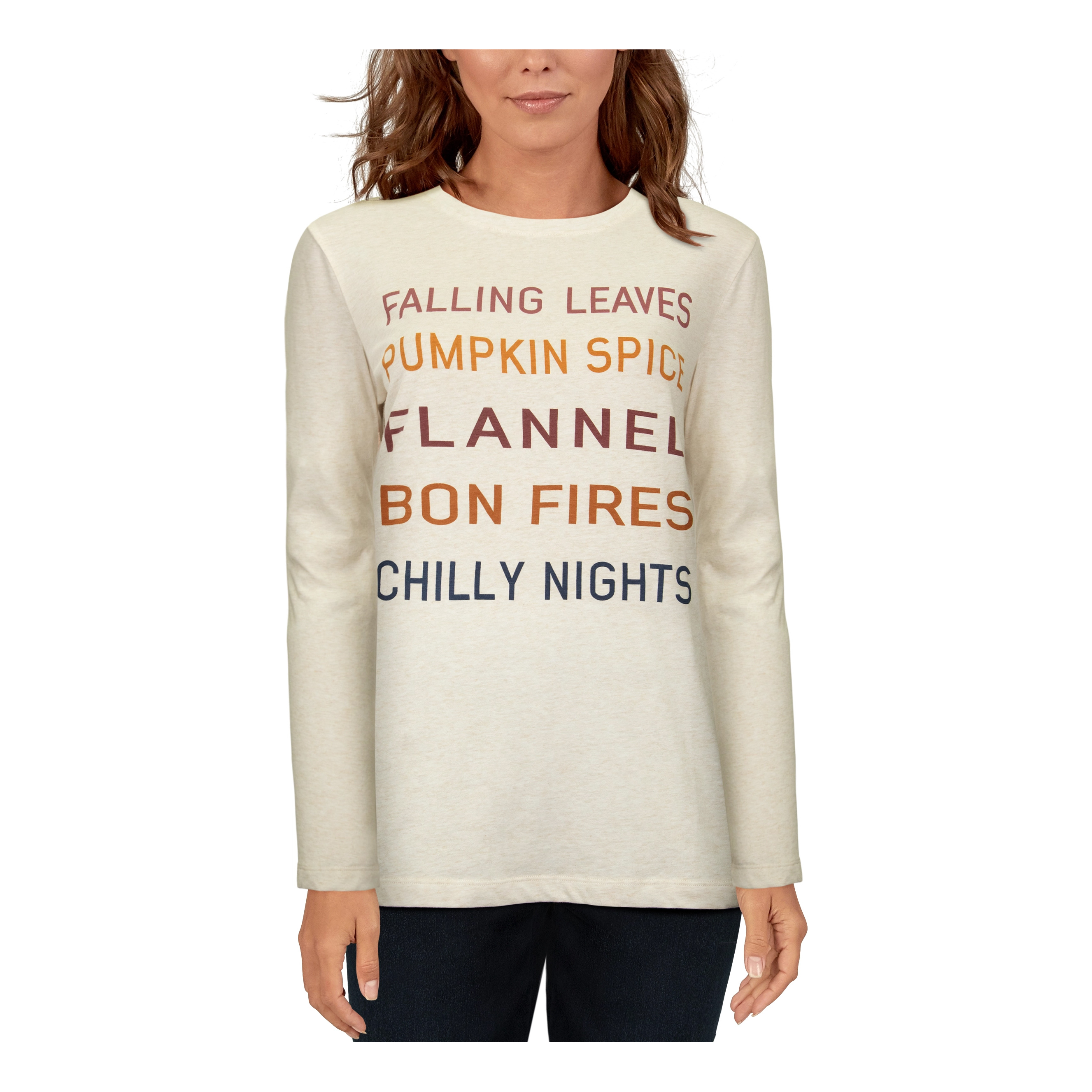 Natural Reflections Fall Favorites List Long-Sleeve T-Shirt for Ladies - Oatmeal Heather - S product image