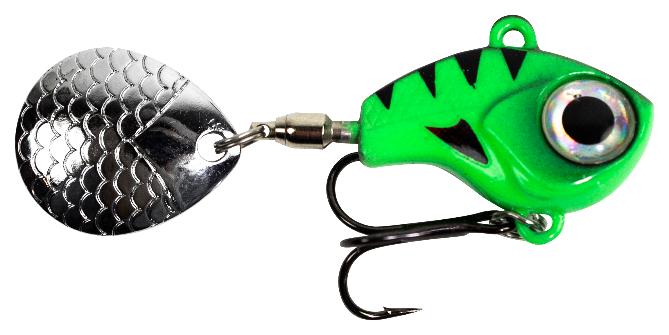 Image of LunkerHunt Big Eye Tail Spin Jig - 1/4 oz. - Fluorescent Green Glow