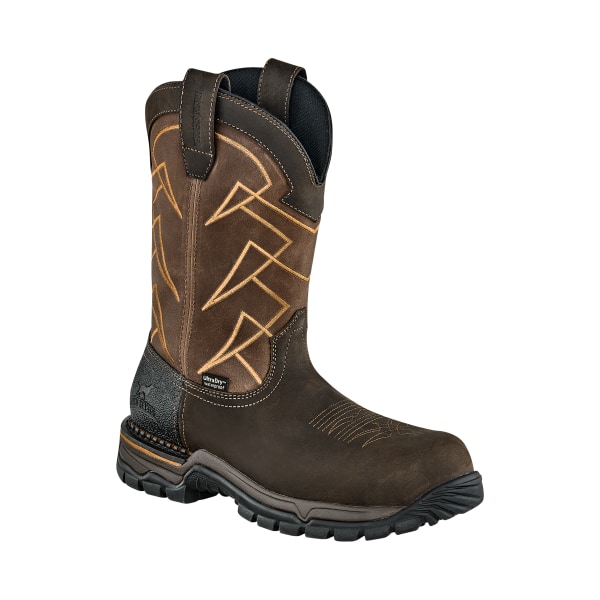 Irish Setter Two Harbors Waterproof Composite-Toe Western Work Boots for Men - Brown/Gold - 12M