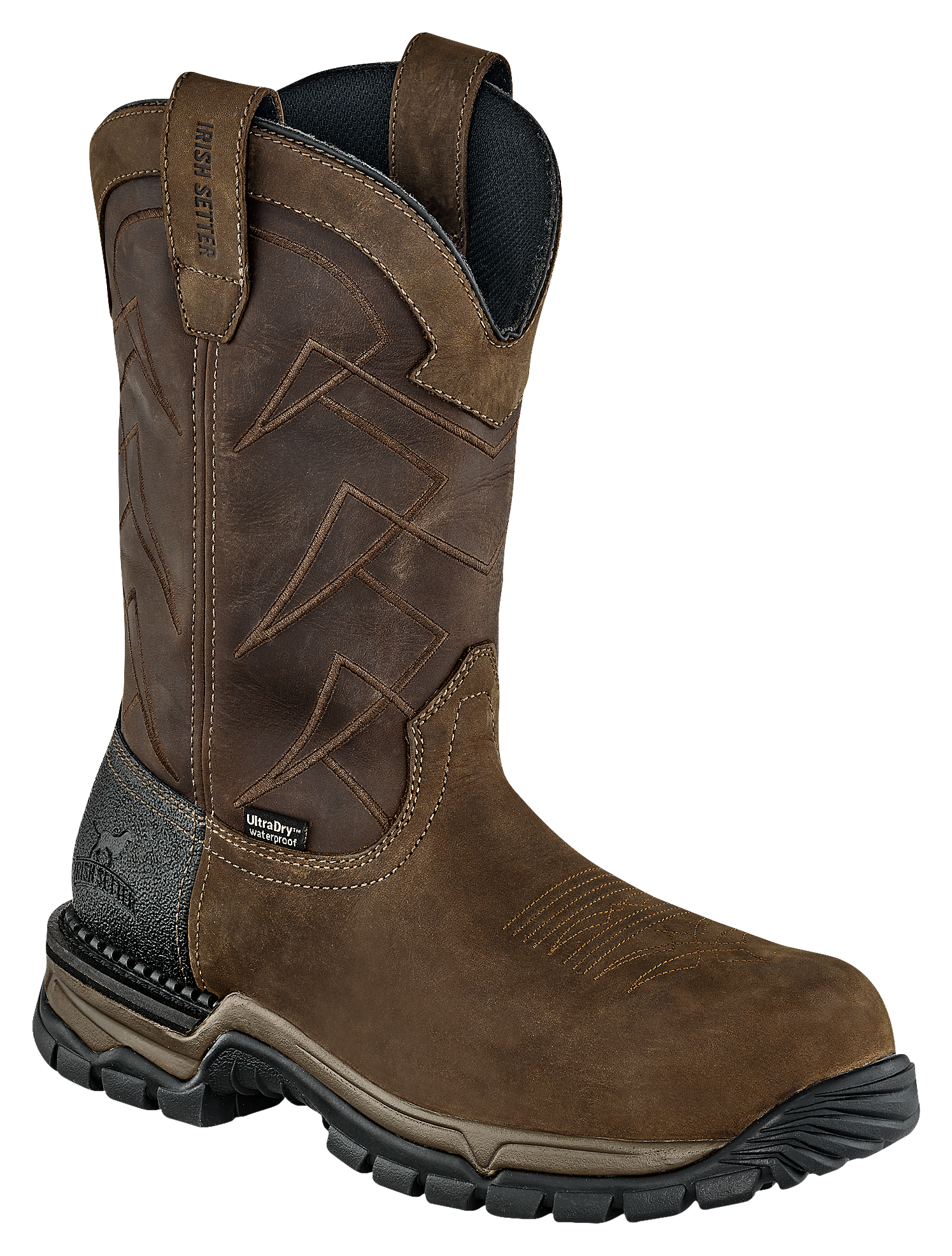 Image of Irish Setter Two Harbors Waterproof Composite-Toe Western Work Boots for Men - Brown/Brown - 9.5M