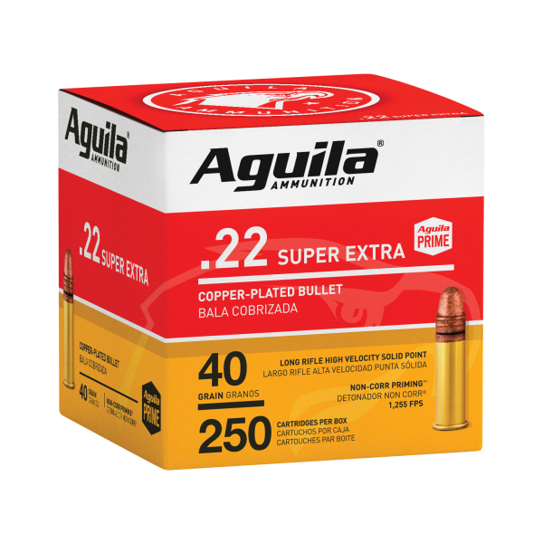 Aguila Prime .22 Super Extra Copper Plated Rimfire Ammo - .22 Long Rifle - 40 Grain - 250 Rounds