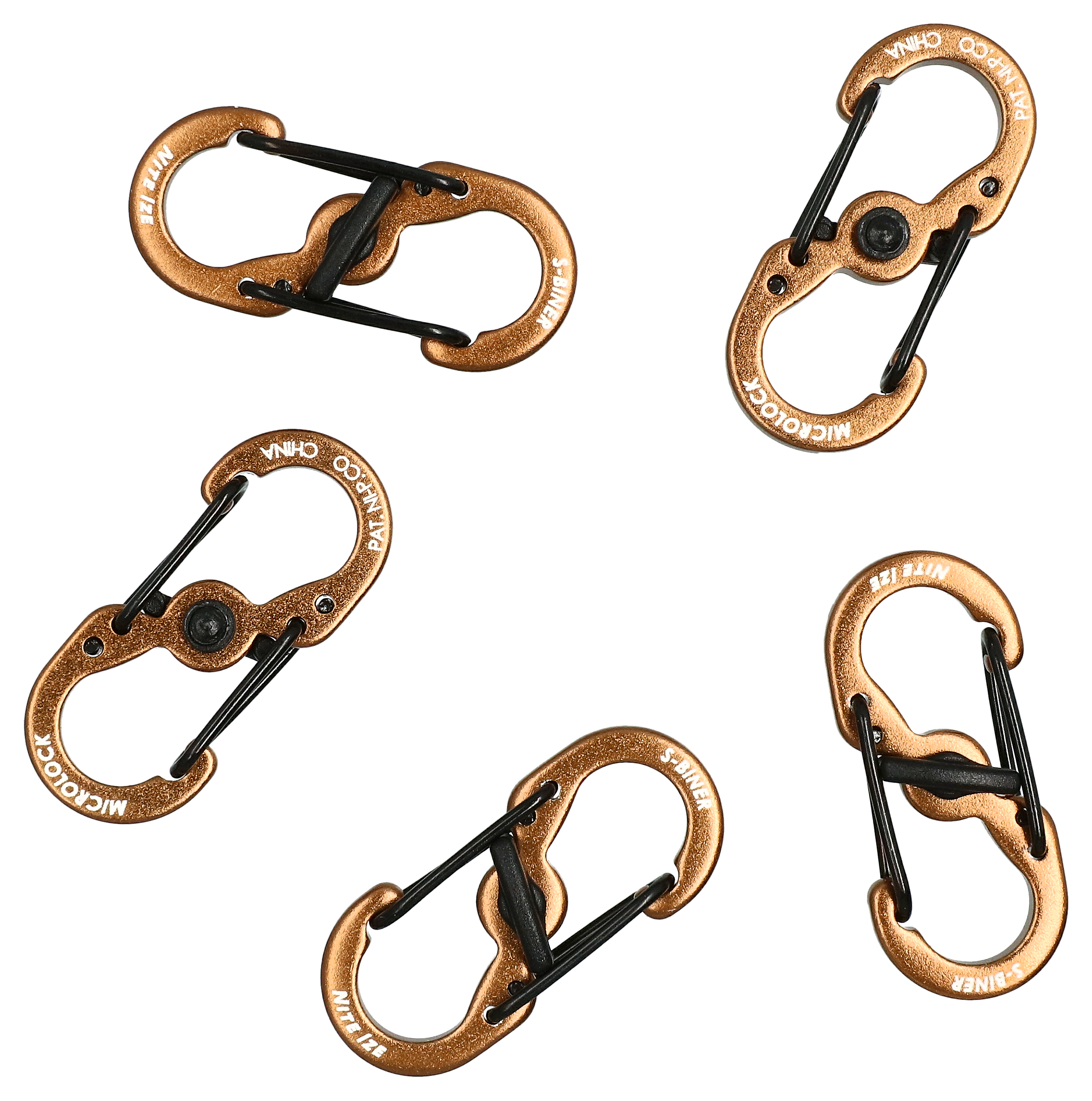 Nite Ize S-Biner MicroLock Aluminum - Coyote Brown - 5 Pack