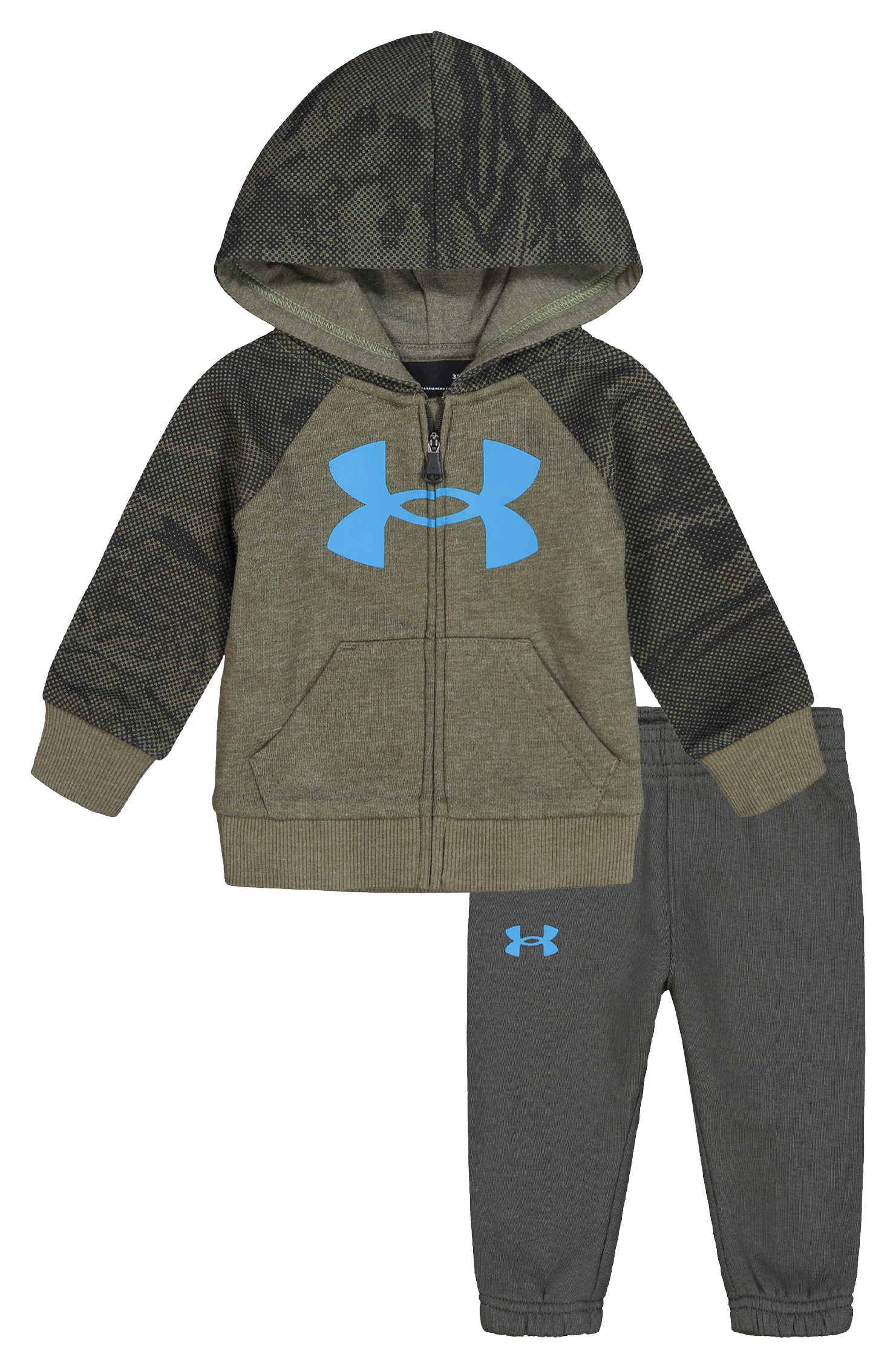 Under Amour Half Tone Reaper Colorblock Long Sleeve Hoodie and Jogger Set for Babies Marine OD Green 0 3 Months
