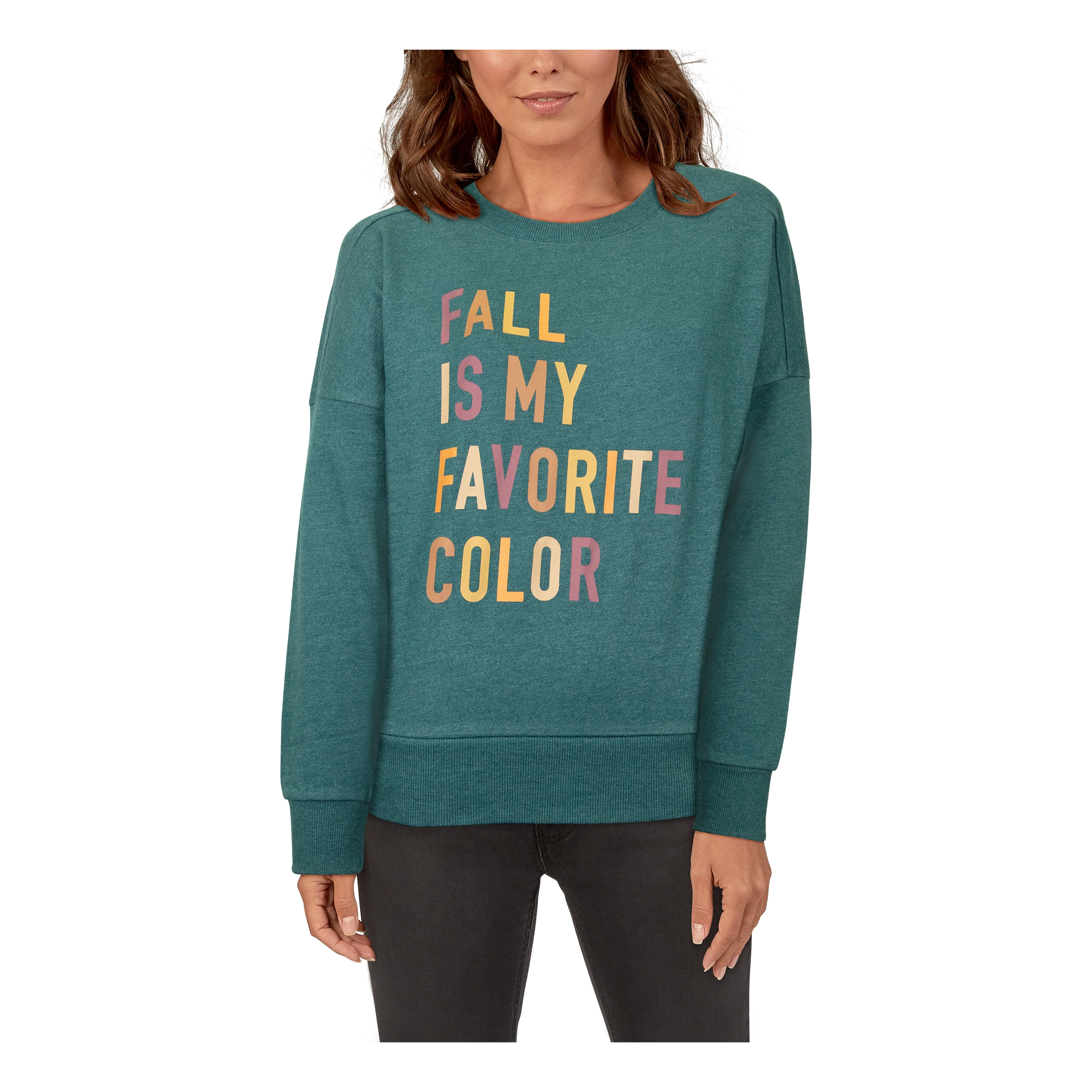 Natural Reflections Fall Color Long-Sleeve Sweatshirt for Ladies - Deep Teal - 1X product image