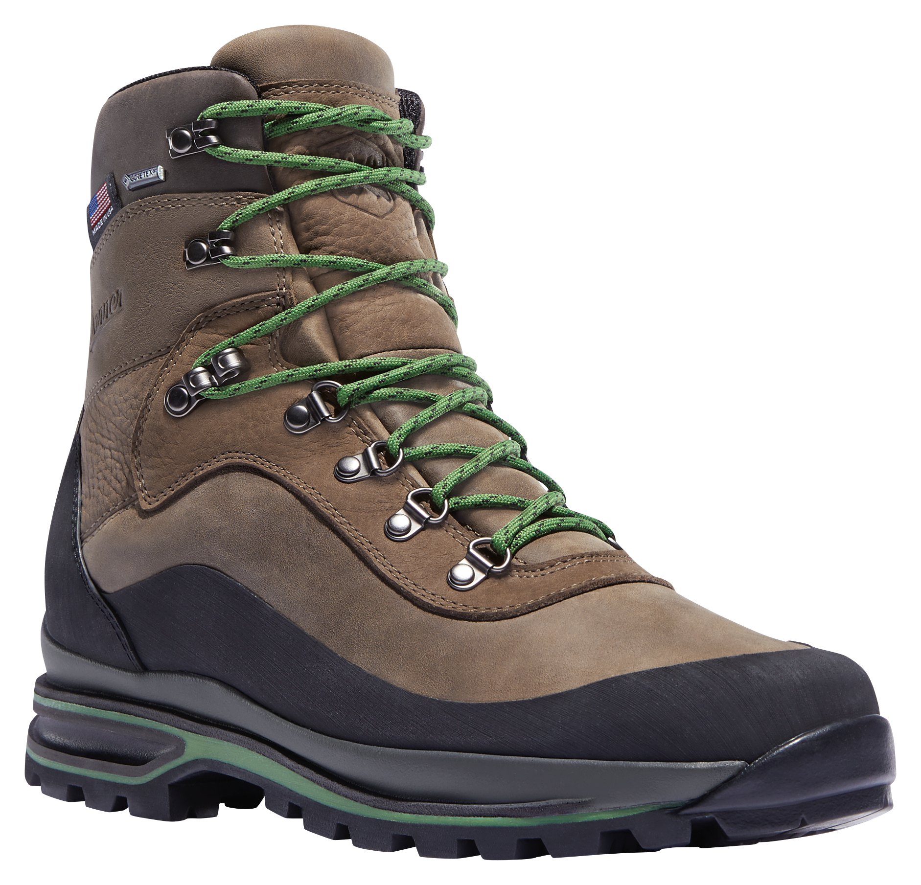 Image of Danner Crag Rat USA GORE-TEX Hiking Boots for Men - Brown/Green - 7.5M