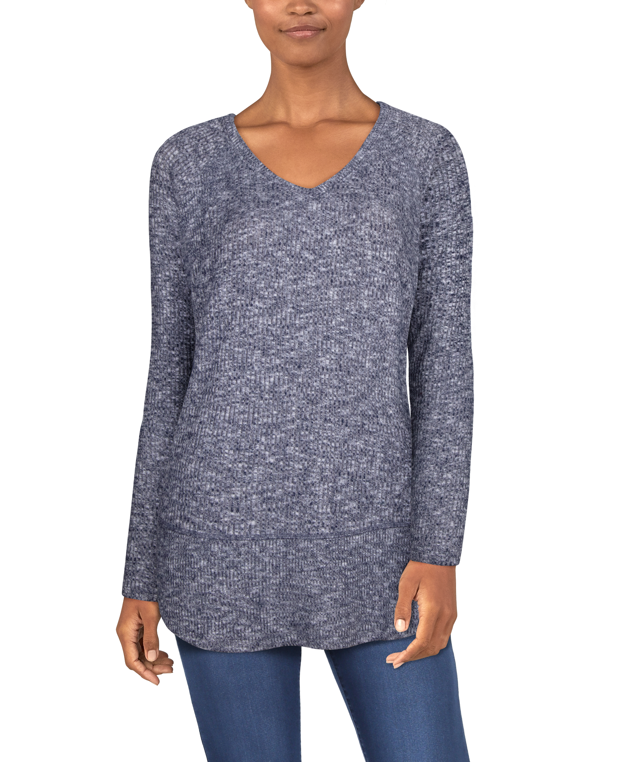 Image of Natural Reflections Sandstone Raglan Long-Sleeve Tunic for Ladies - Navy