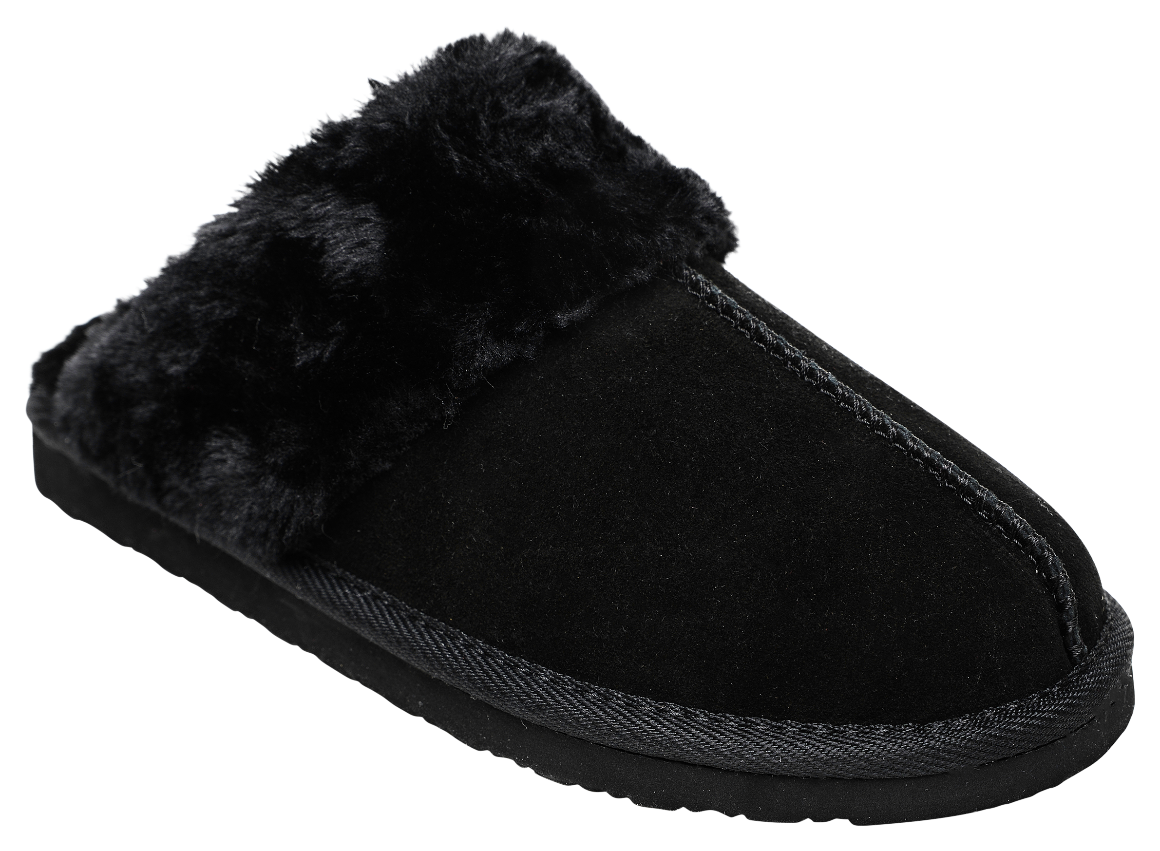 Minnetonka Moccasin Chesney Scuff Slippers for Ladies - Black - 6M