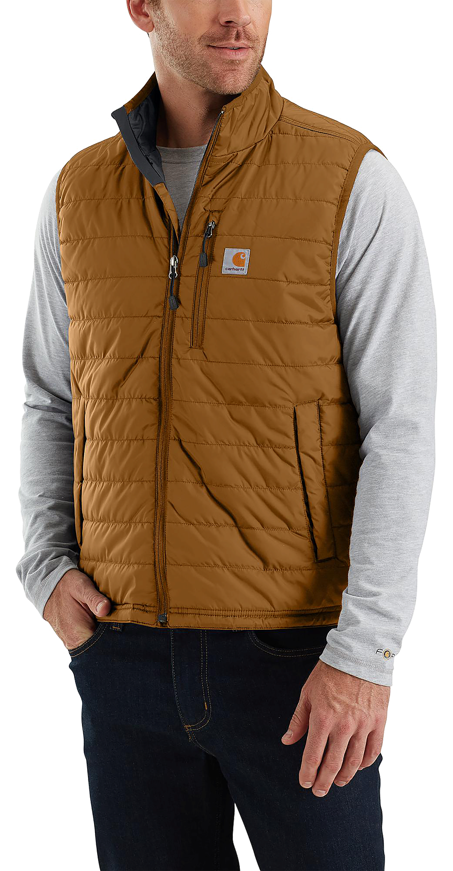 Image of Carhartt Rain Defender Relaxed Fit Lightweight Insulated Vest for Men - Carhartt Brown - M