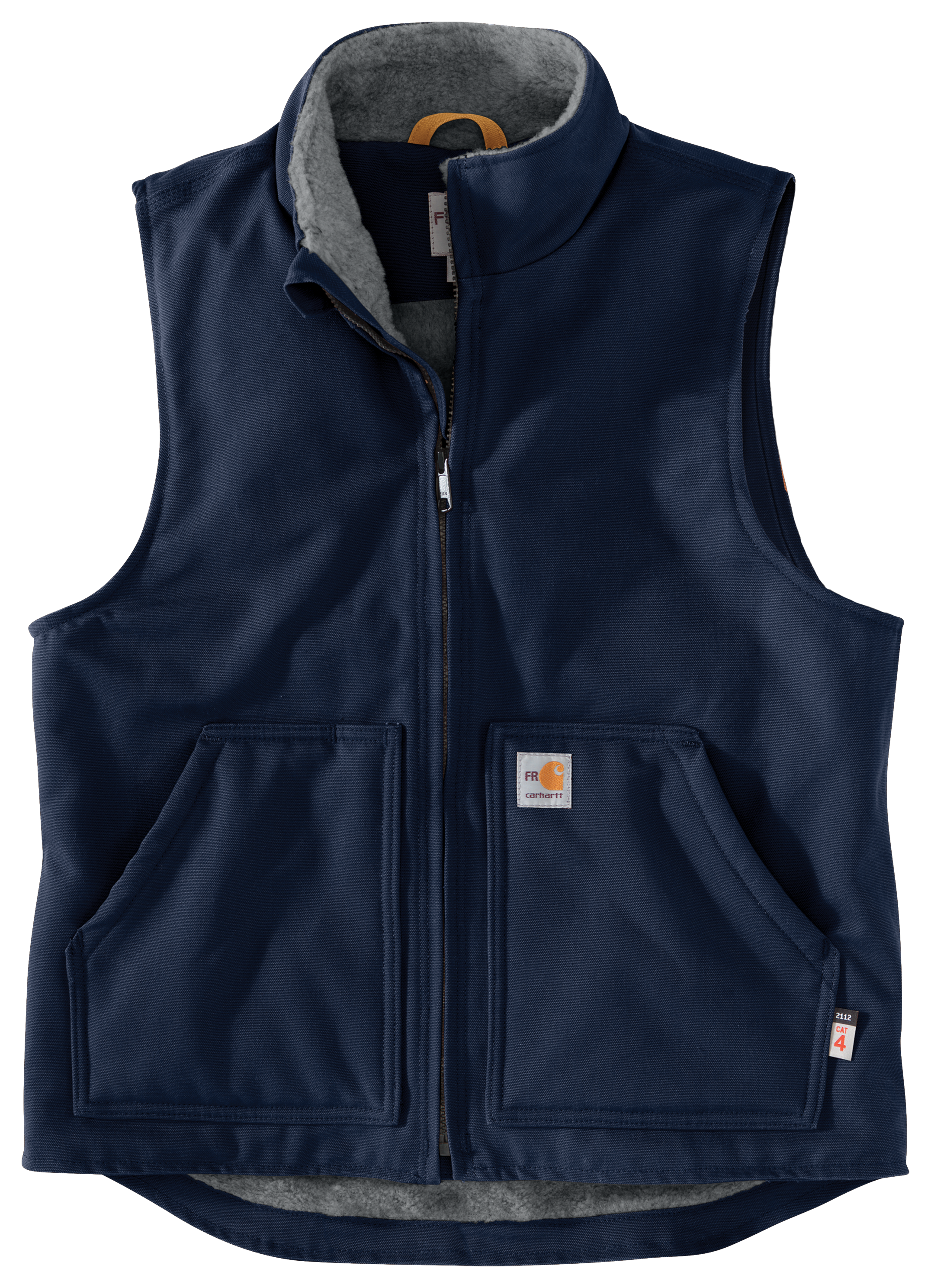 Image of Carhartt Flame-Resistant Sherpa Lined Duck Vest for Men - Dark Navy