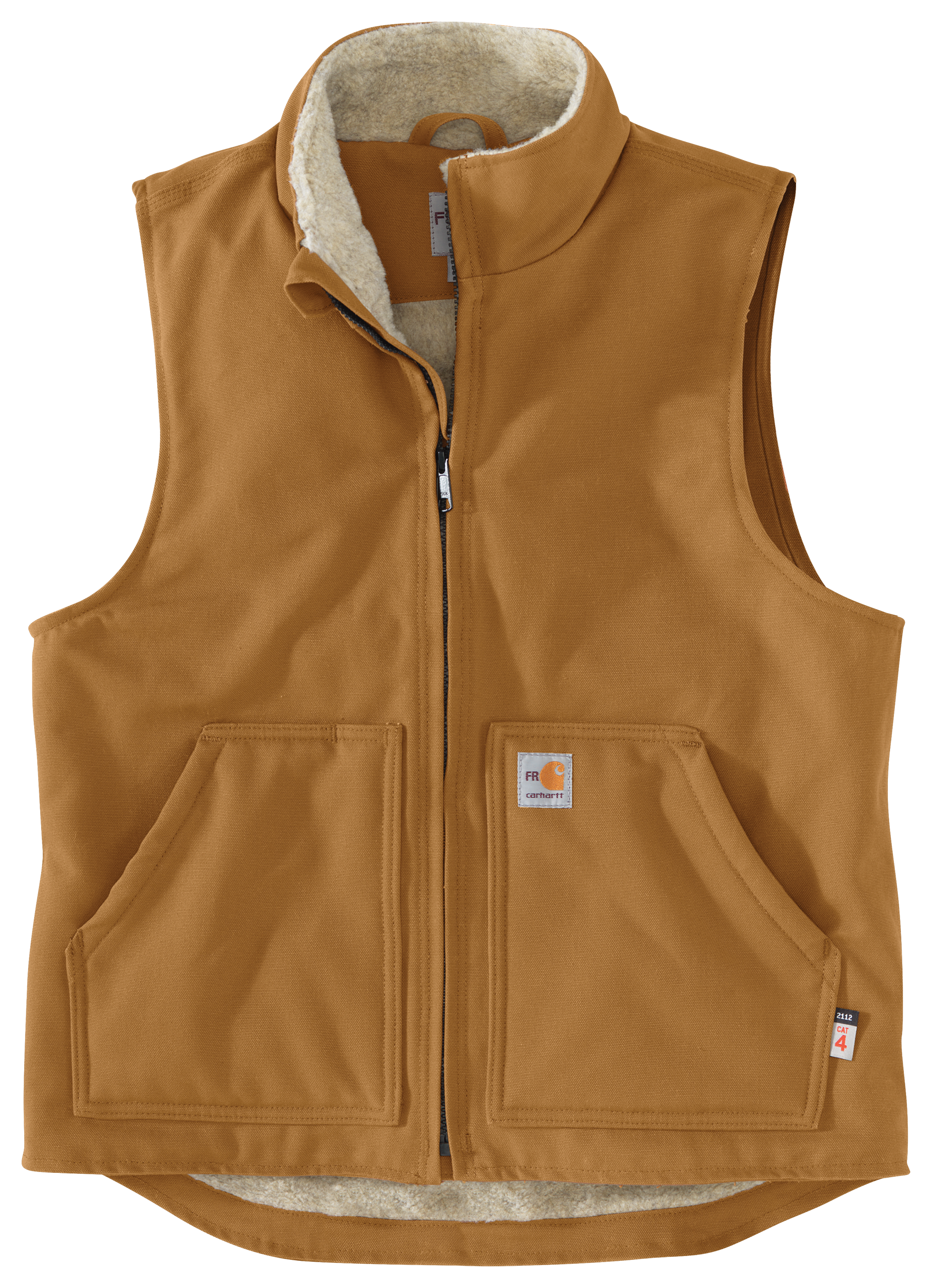 Image of Carhartt Flame-Resistant Sherpa Lined Duck Vest for Men - Carhartt Brown - M