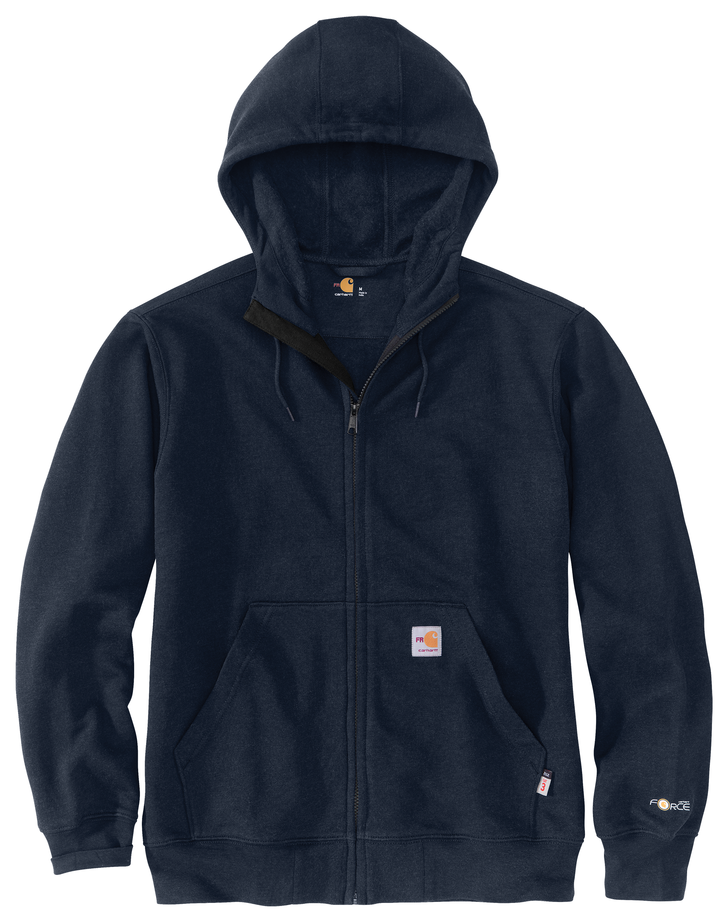 Image of Carhartt Flame-Resistant Force Original Fit Midweight Hooded Long-Sleeve Sweatshirt for Men - Navy - L