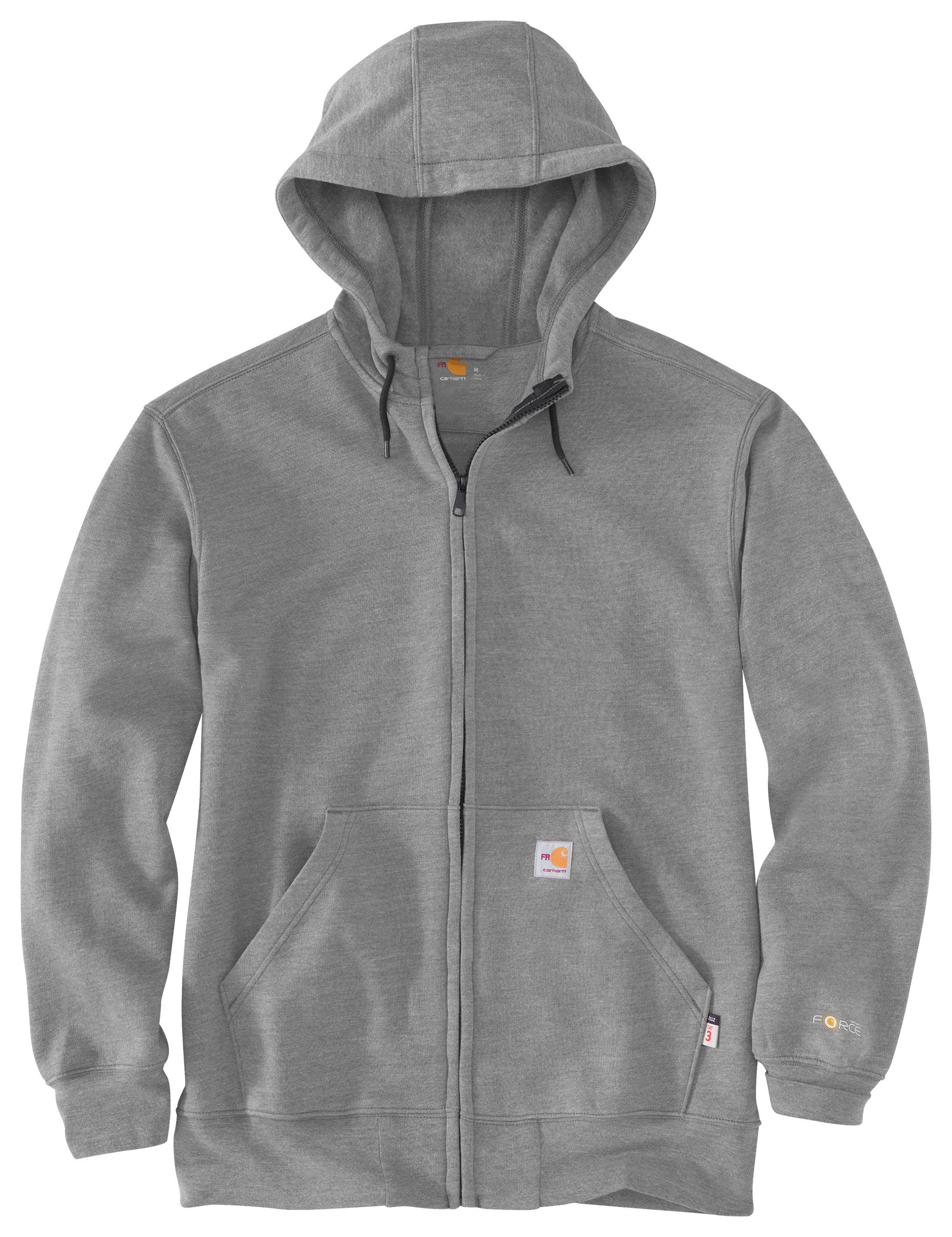 Image of Carhartt Flame-Resistant Force Original Fit Midweight Hooded Long-Sleeve Sweatshirt for Men - Granite Heather - S