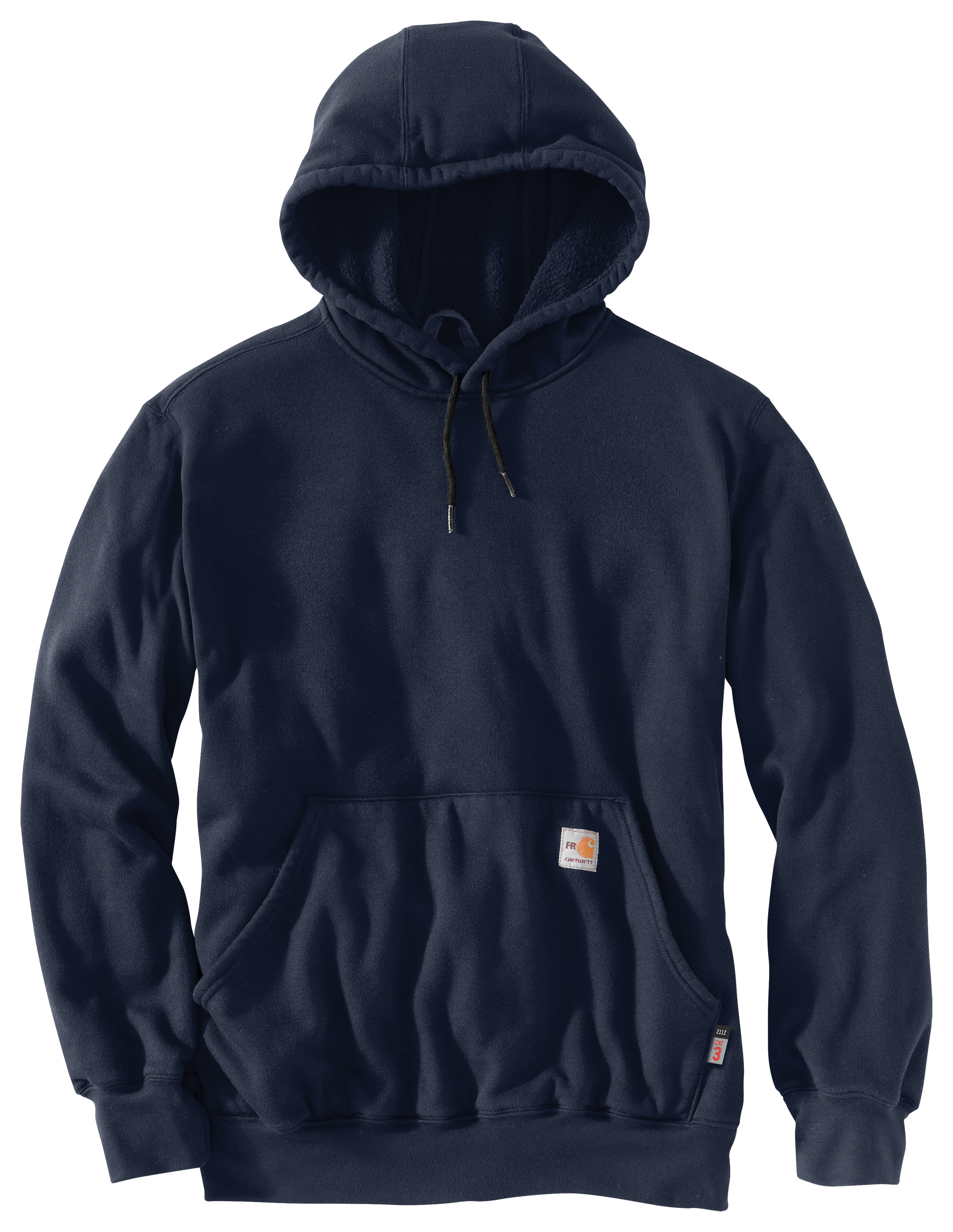 Image of Carhartt Flame-Resistant Force Original Fit Midweight Pullover Hooded Long-Sleeve Sweatshirt for Men - Navy - L