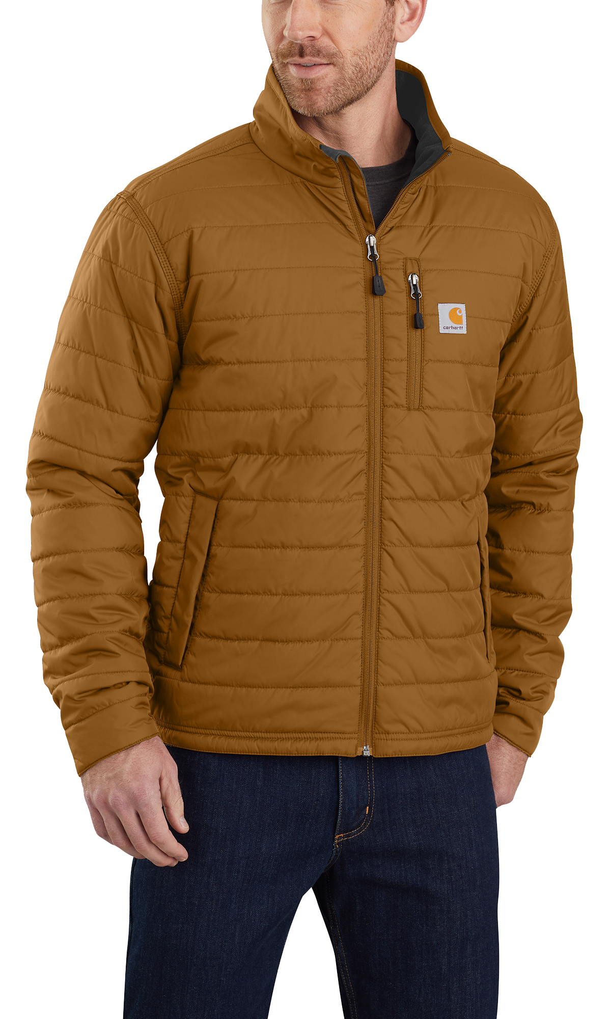 Image of Carhartt Rain Defender Relaxed Fit Lightweight Insulated Jacket for Men - Carhartt Brown - S