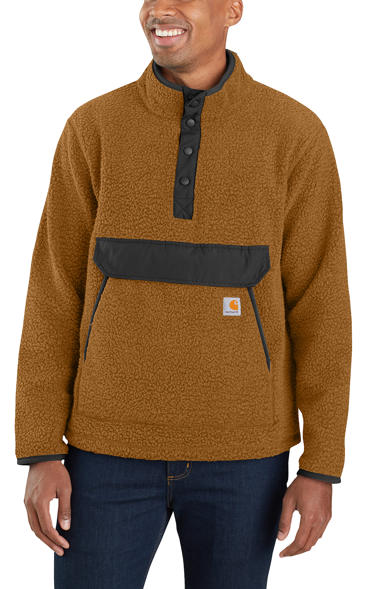 Image of Carhartt Relaxed Fit Fleece Pullover for Men - Carhartt Brown - L