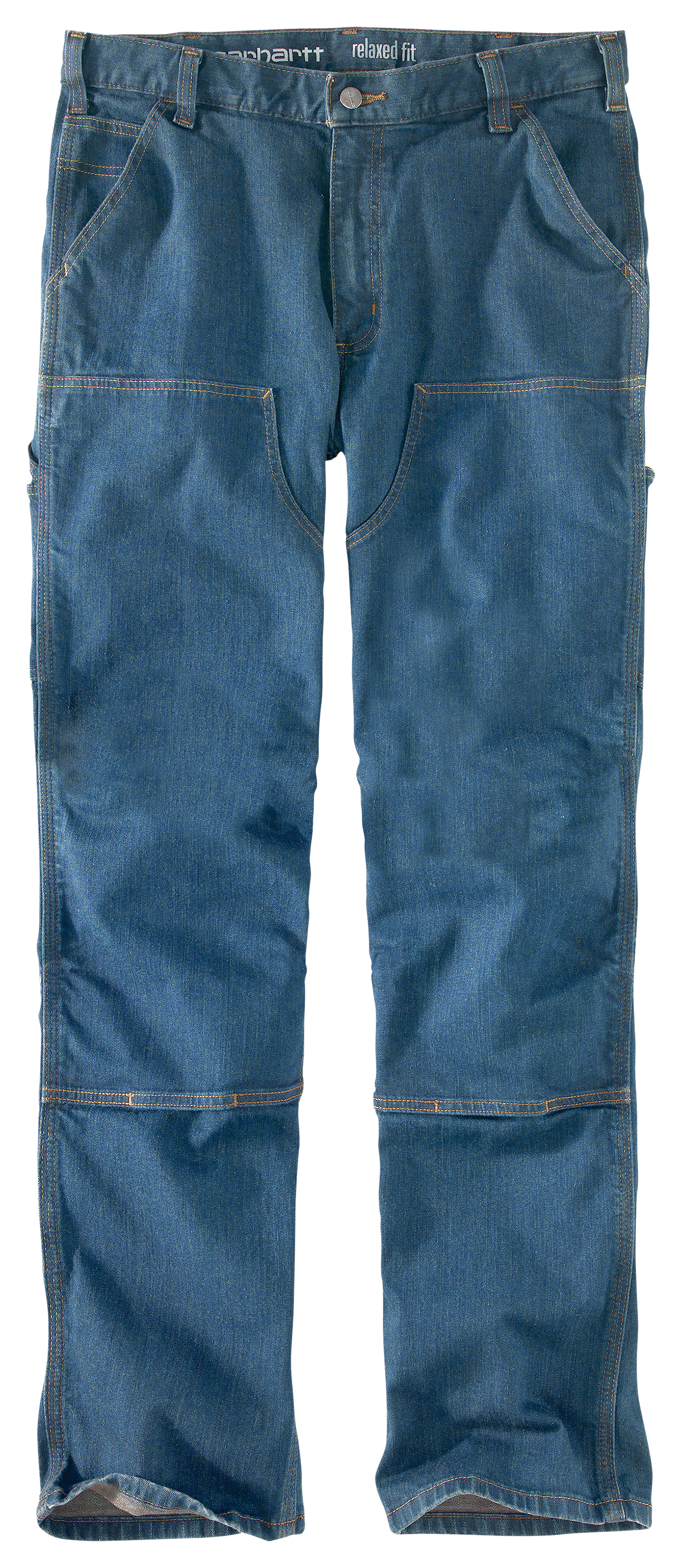 Image of Carhartt Relaxed Straight Rugged Flex Double-Front Denim Dungarees for Men