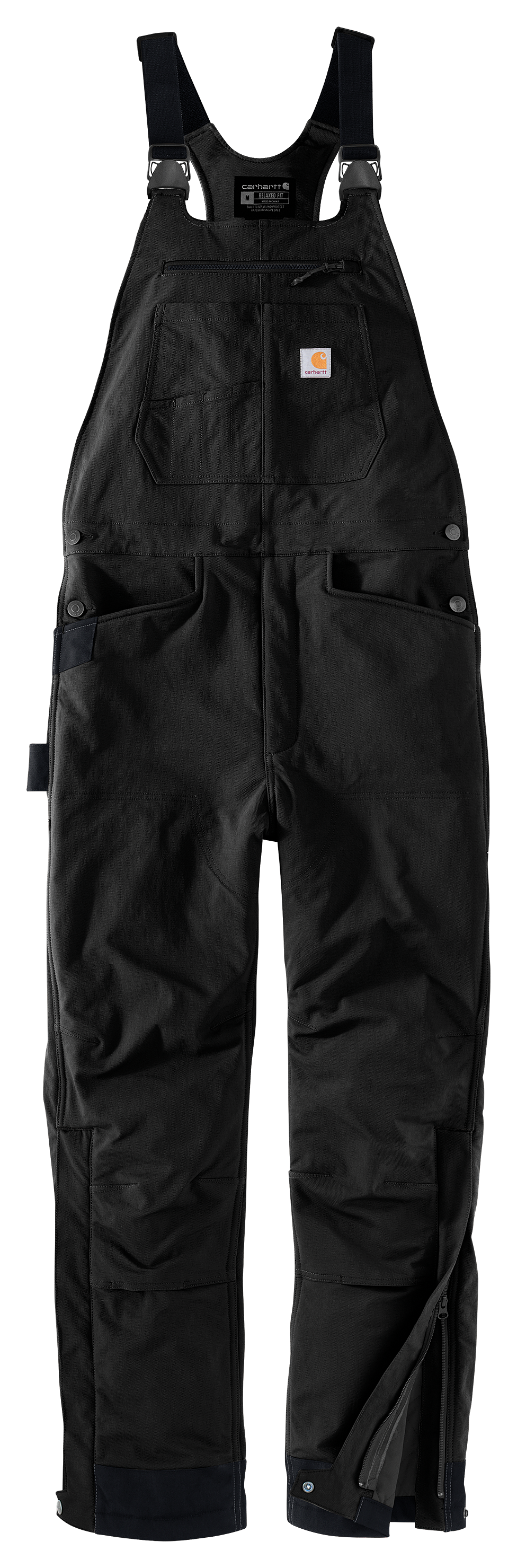 Image of Carhartt Super Dux Relaxed Fit Insulated Bib Overalls for Men - Black