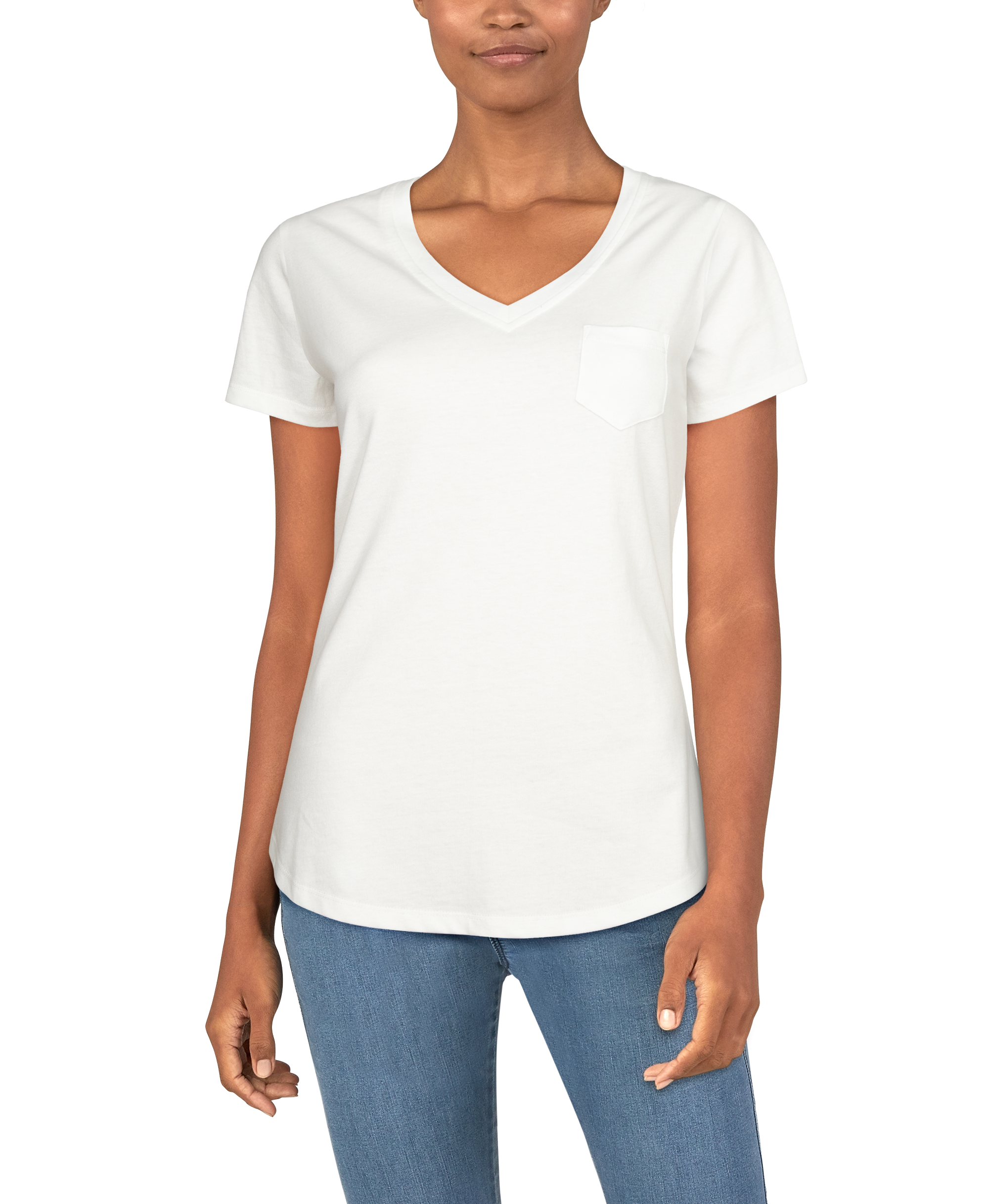 Natural Reflections Everyday V-Neck Short-Sleeve T-Shirt for Ladies - Blanc