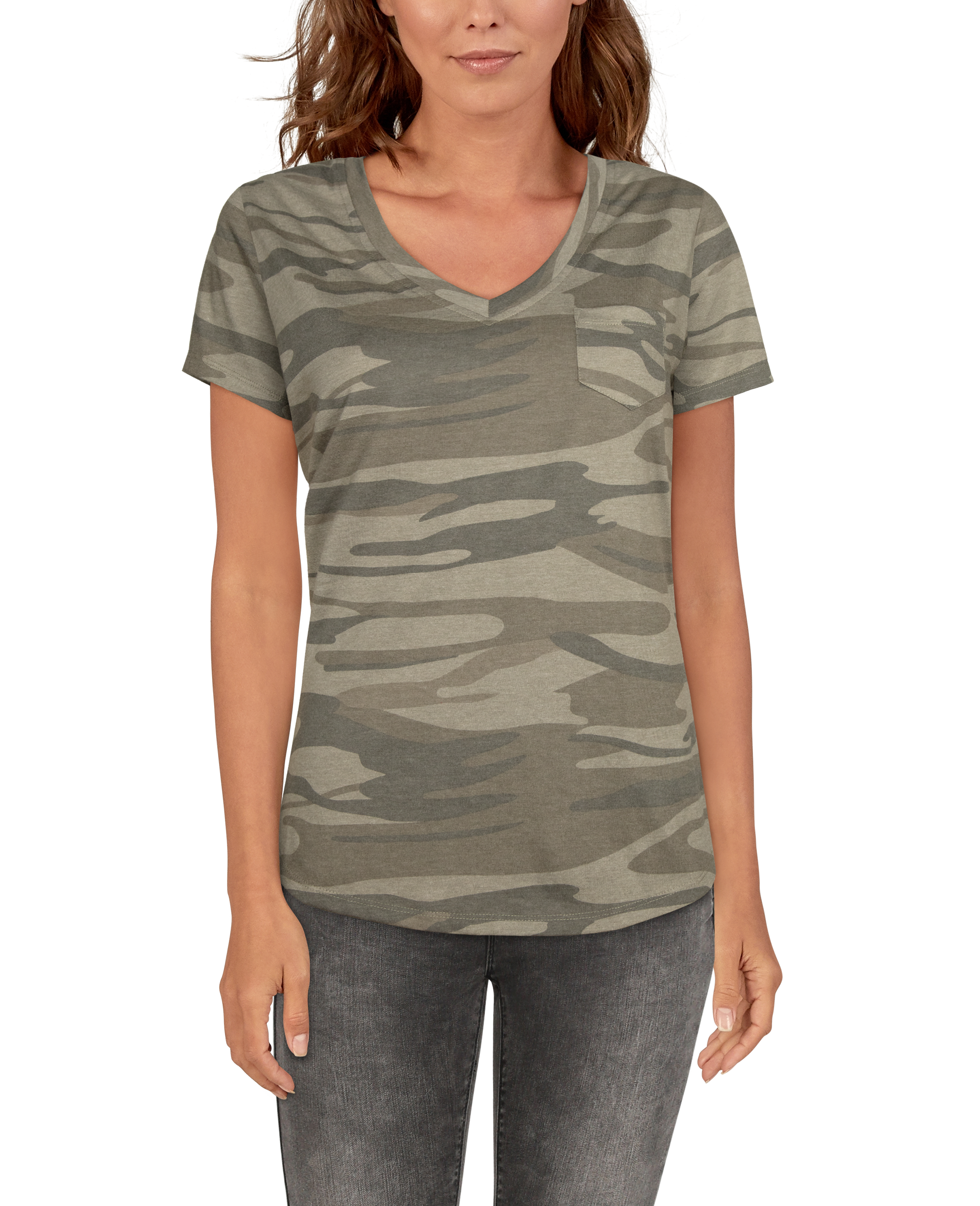 Natural Reflections Everyday V-Neck Short-Sleeve T-Shirt for Ladies - Green