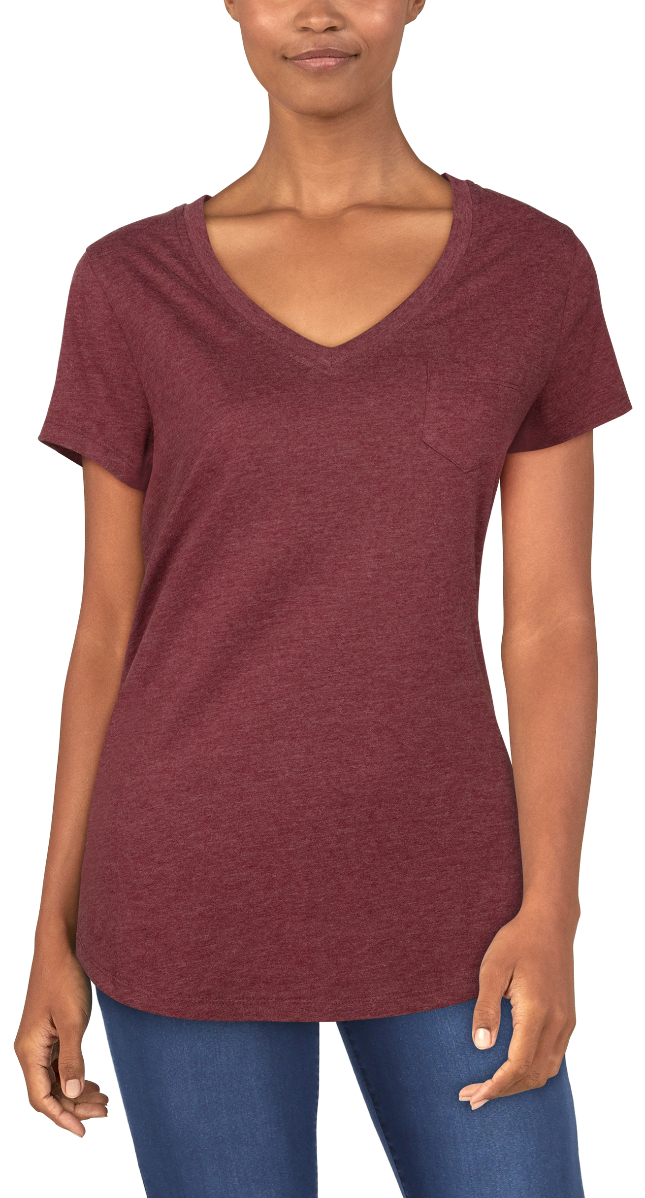 Natural Reflections Everyday V-Neck Short-Sleeve T-Shirt for Ladies - Choco