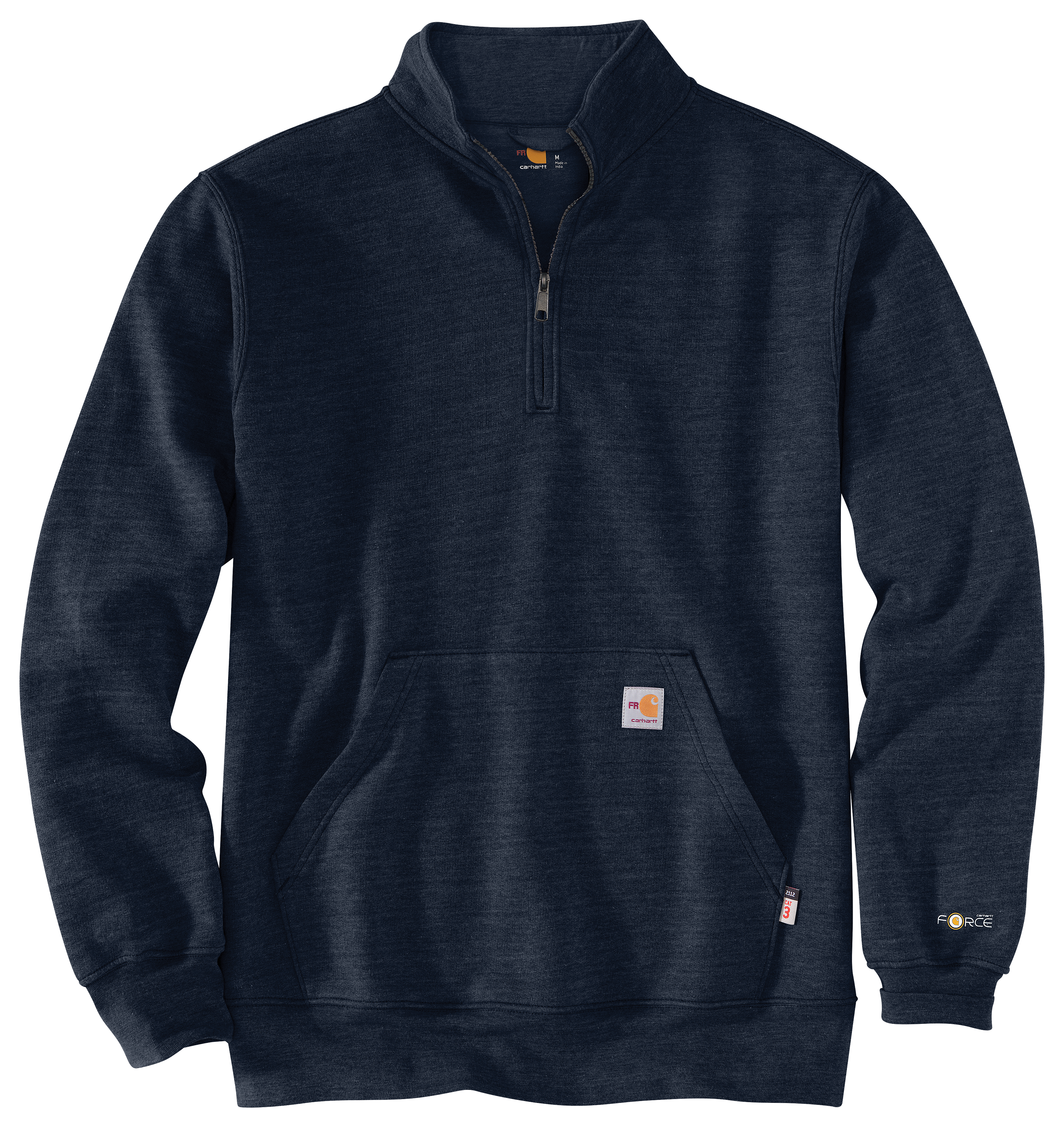 Image of Carhartt Flame-Resistant Force Original Fit Midweight Mock Neck Long-Sleeve Sweatshirt for Men - Navy - M