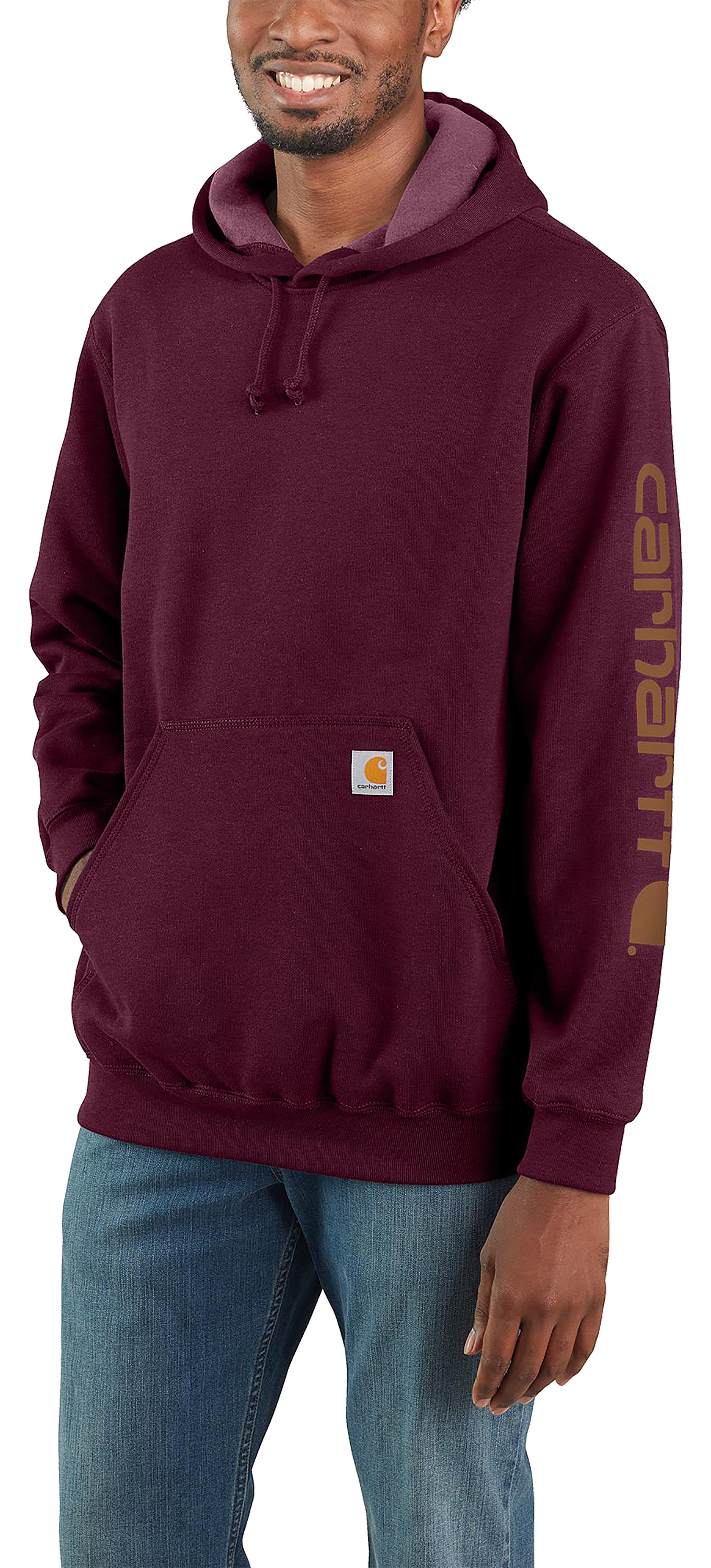Image of Carhartt Loose-Fit Midweight Logo Hoodie for Men - Port - 5XL