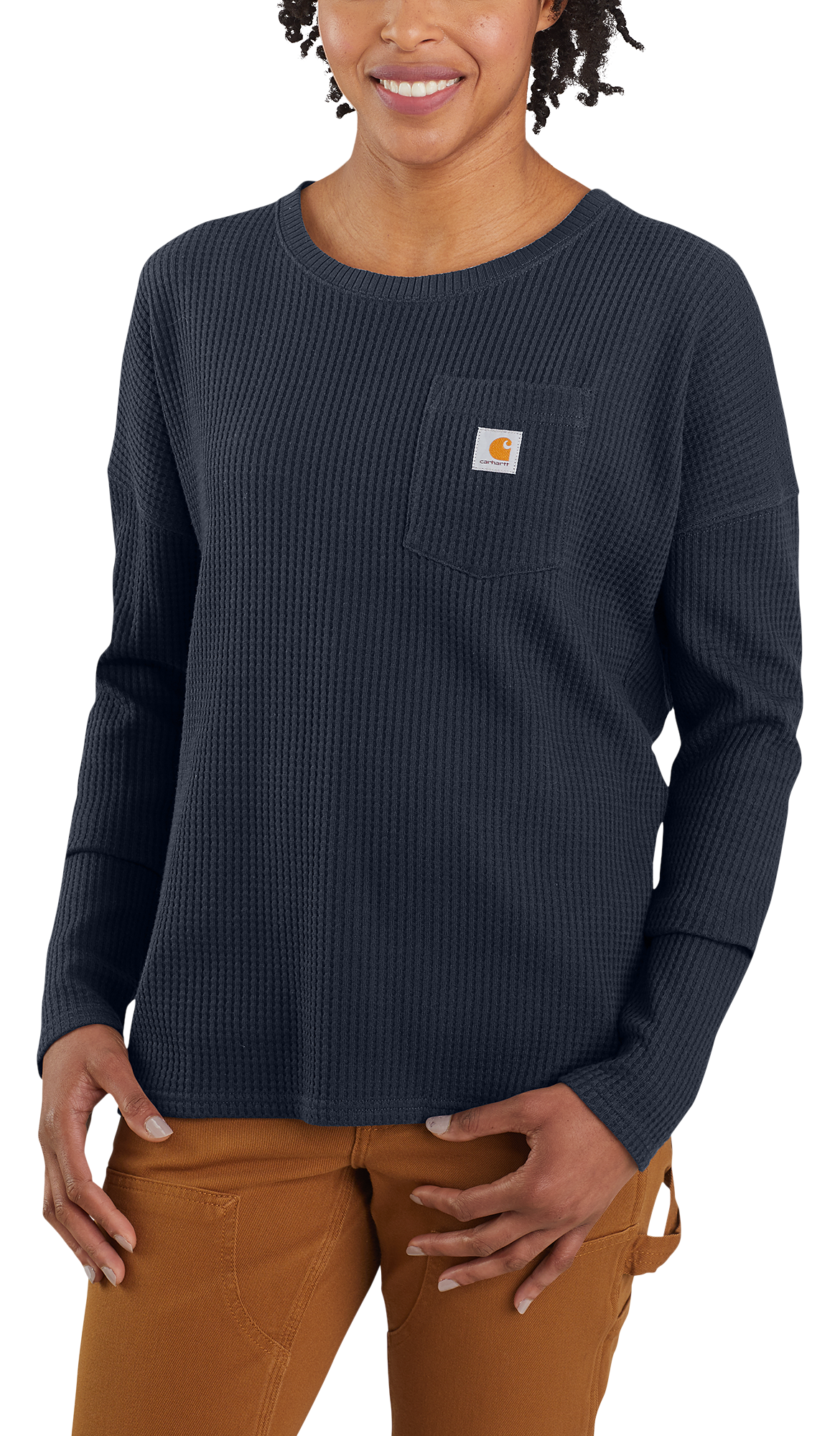 carhartt womens relaxed fit heavyweight crewneck pocket thermal shirt