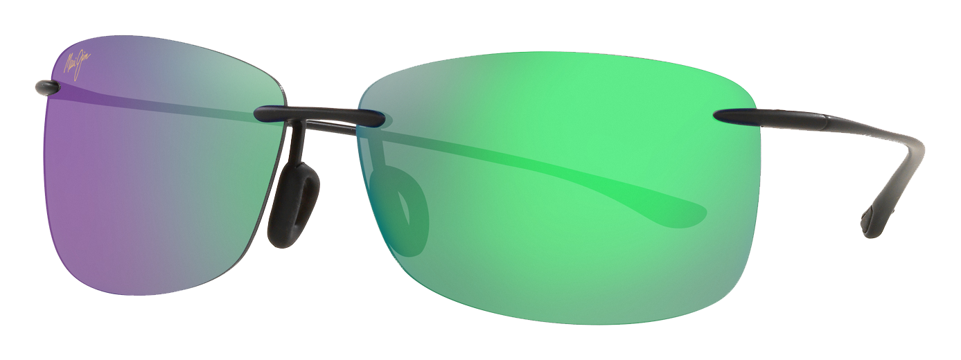 Maui Jim 'Akau Polarized Glass Sunglasses - Matte Black/Green Mirror -  Large - Maui Jim