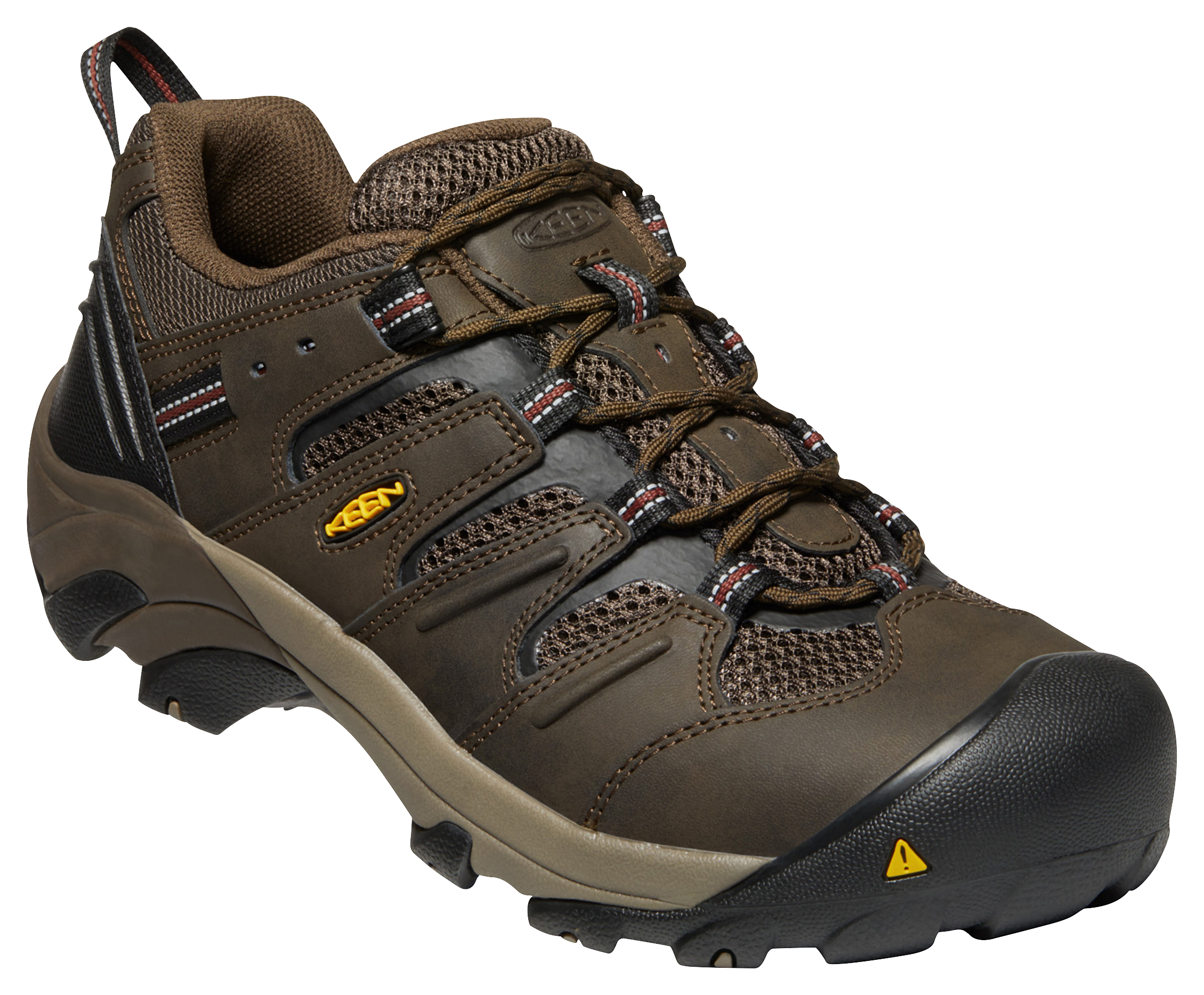 KEEN Utility Lansing Steel Toe Work Shoes for Men - Cascade Brown/Fired Brick