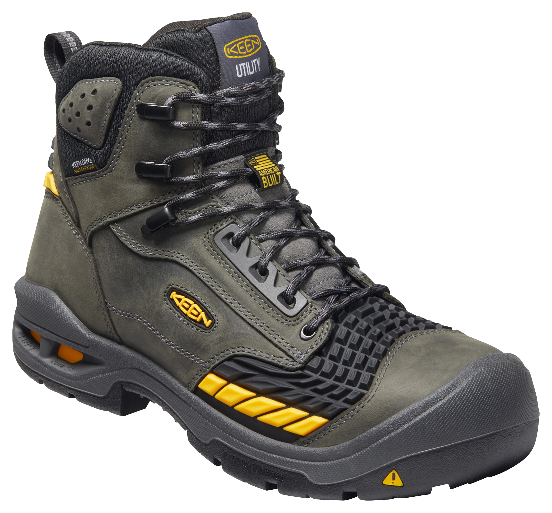 Image of KEEN Utility Troy 6'' Waterproof Carbon-Fiber Toe Work Boots for Men - Magnet/Black - 7M