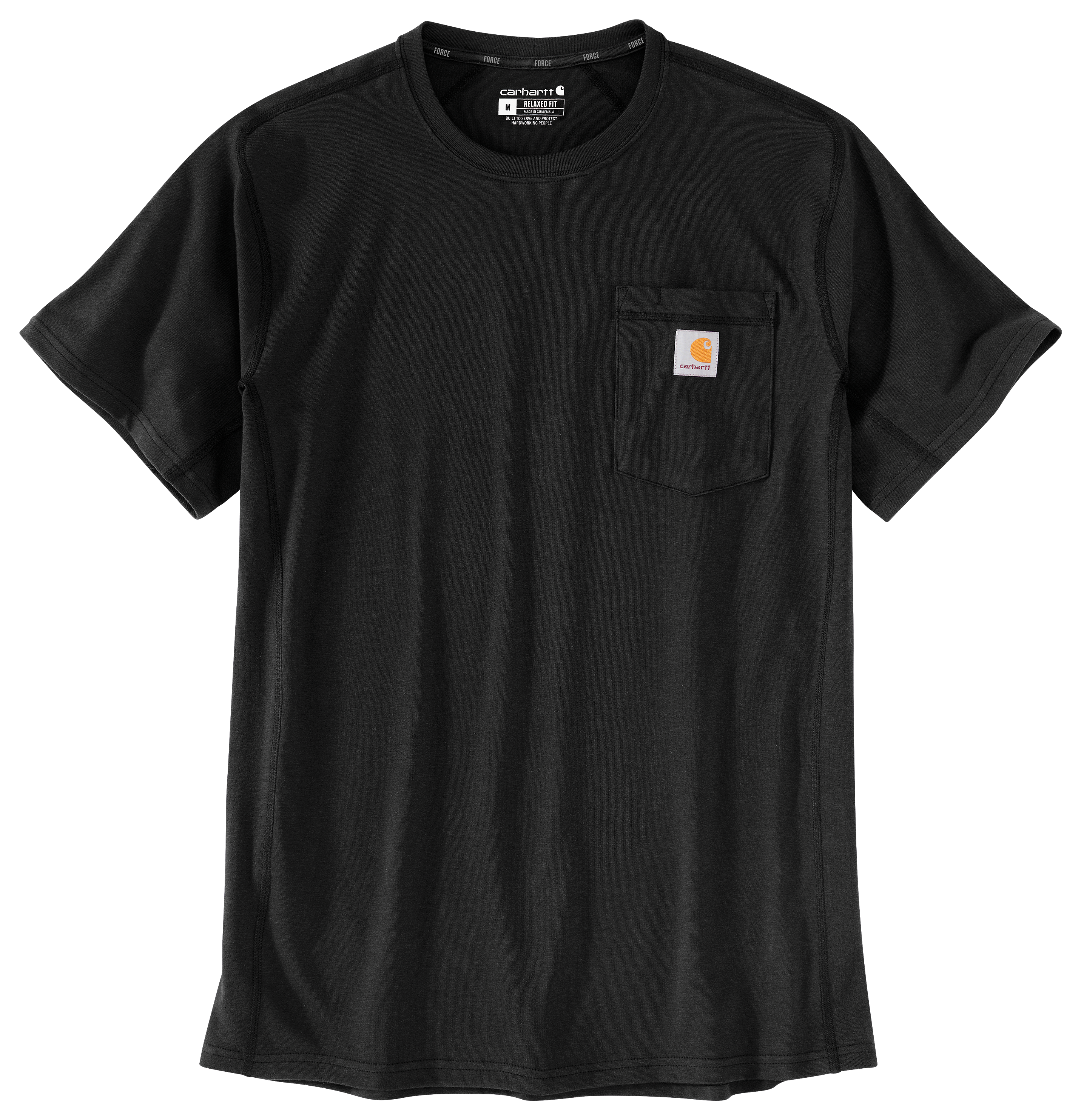 Image of Carhartt Force Relaxed-Fit Midweight Pocket Short-Sleeve T-Shirt for Men - Black - 4XL