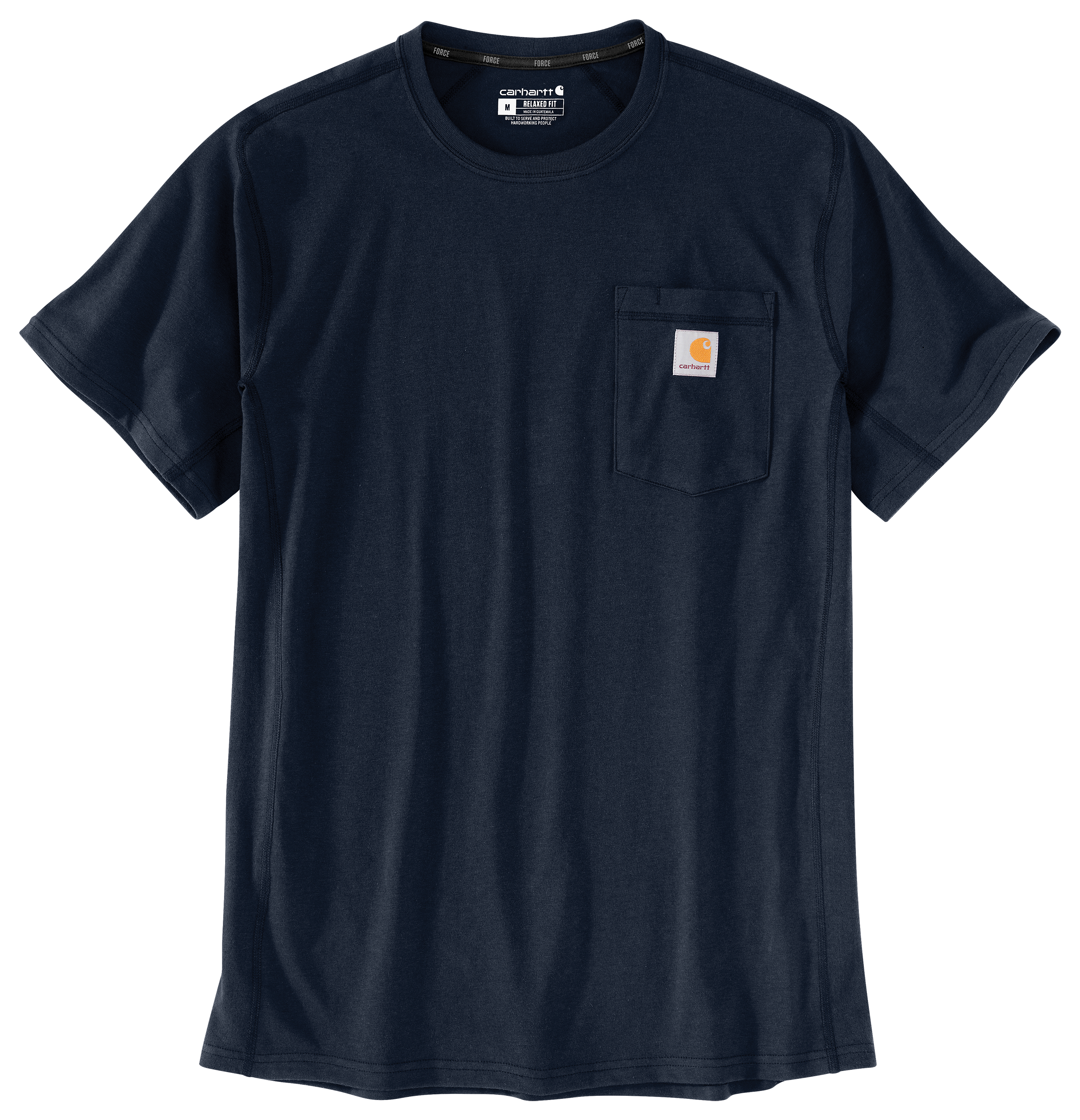 Image of Carhartt Force Relaxed-Fit Midweight Pocket Short-Sleeve T-Shirt for Men - Navy - L