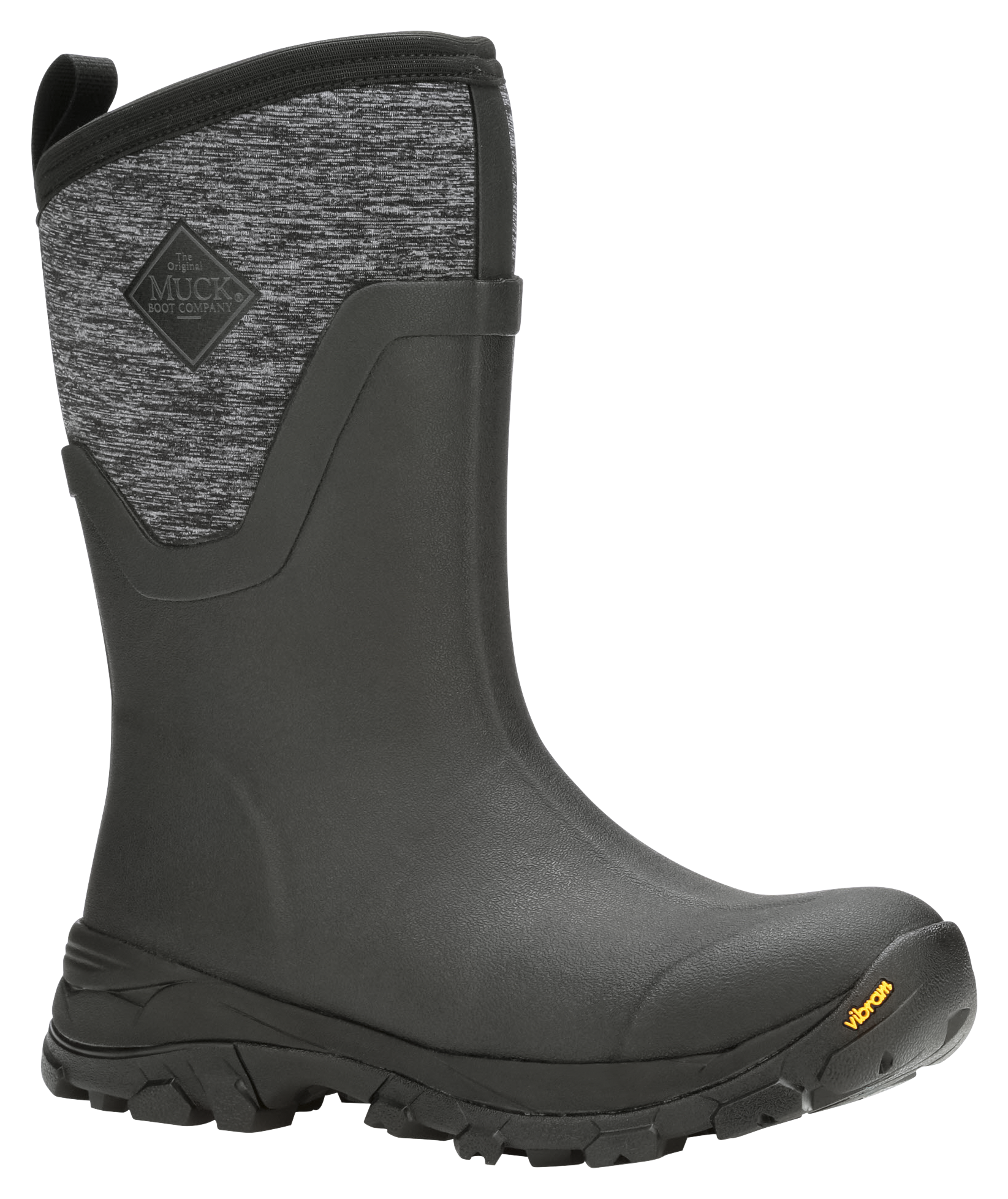 Image of The Original Muck Boot Company Arctic Ice Mid Rubber Boots with Arctic Grip A.T. for Ladies - Black/Jersey Heather - 6M